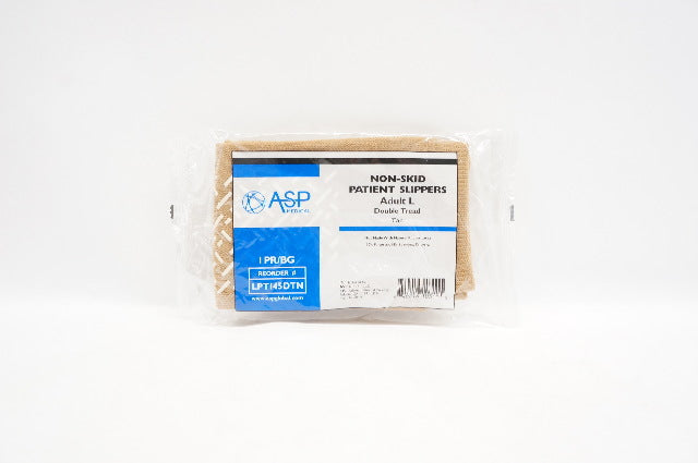 ASP Medical LPTI45DTN Non-Skid Patient Slippers Adult L Double Tread Tan I PR/BG