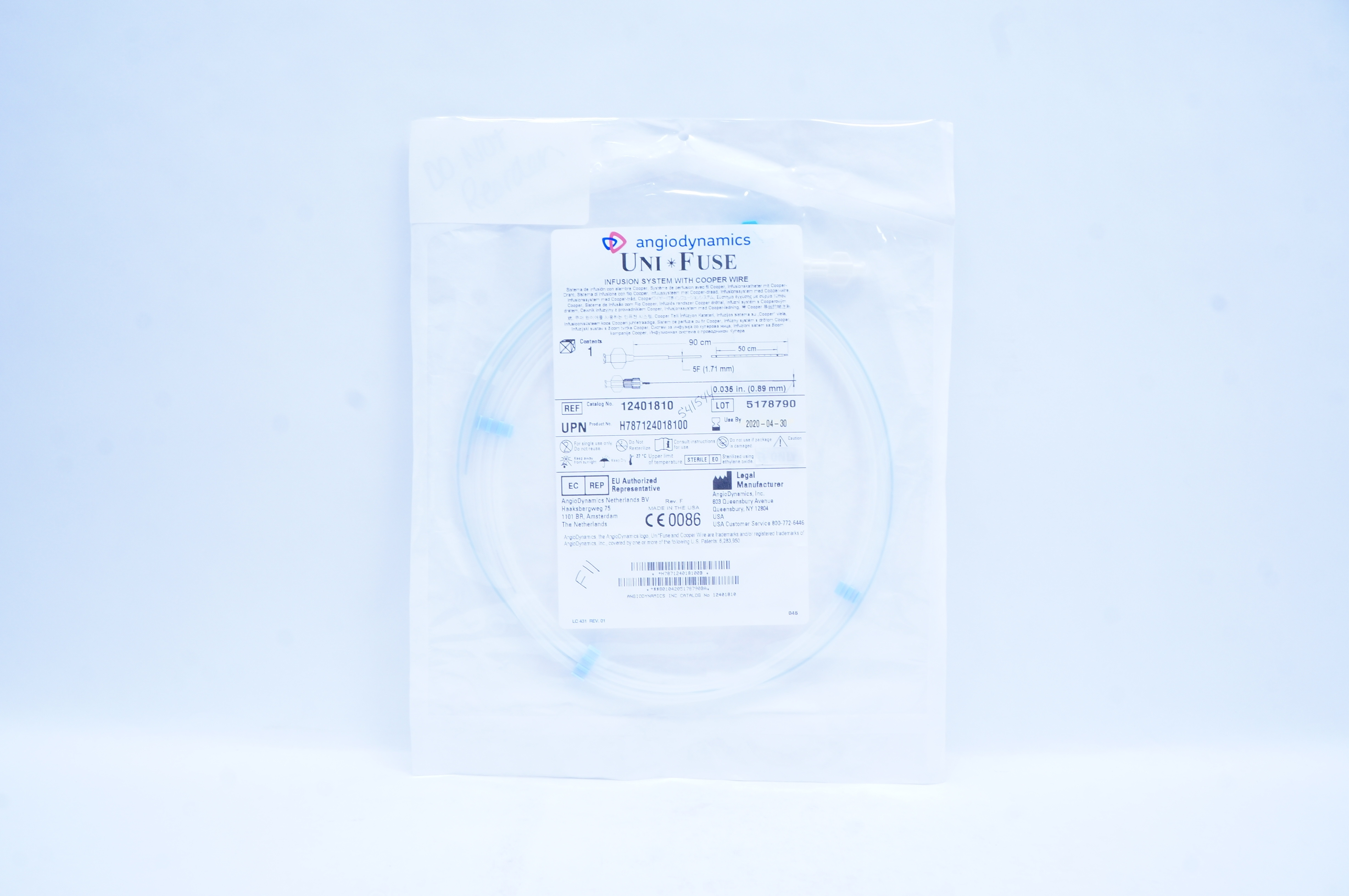 Angiodynamics 12401810 Uni Fuse Infusion System 90 x 50cm x 5F x 0.035 inch (x)