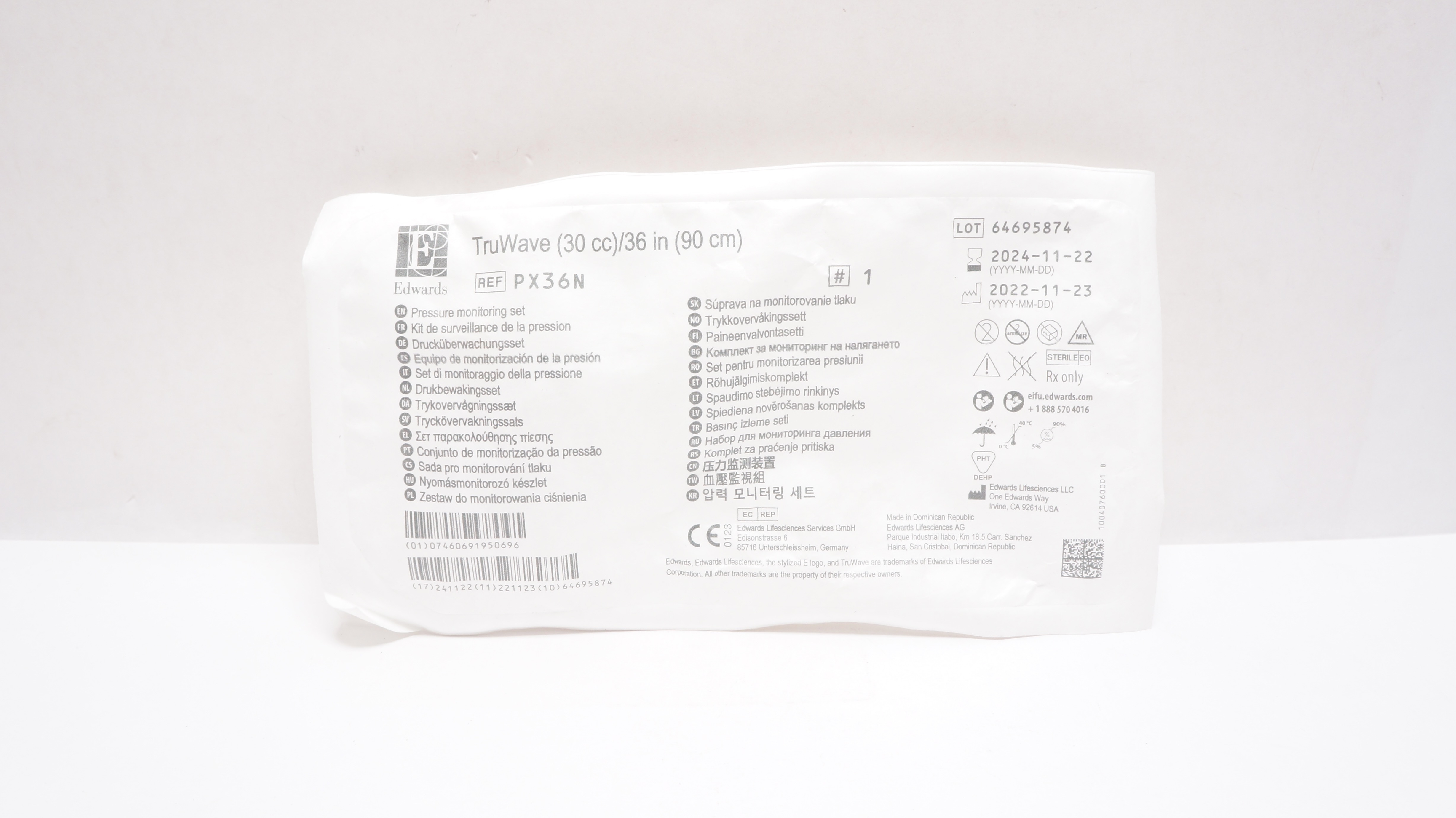 Edwards Lifesciences PX36N TruWave Pressure Monitoring Set 30cc, 36inch