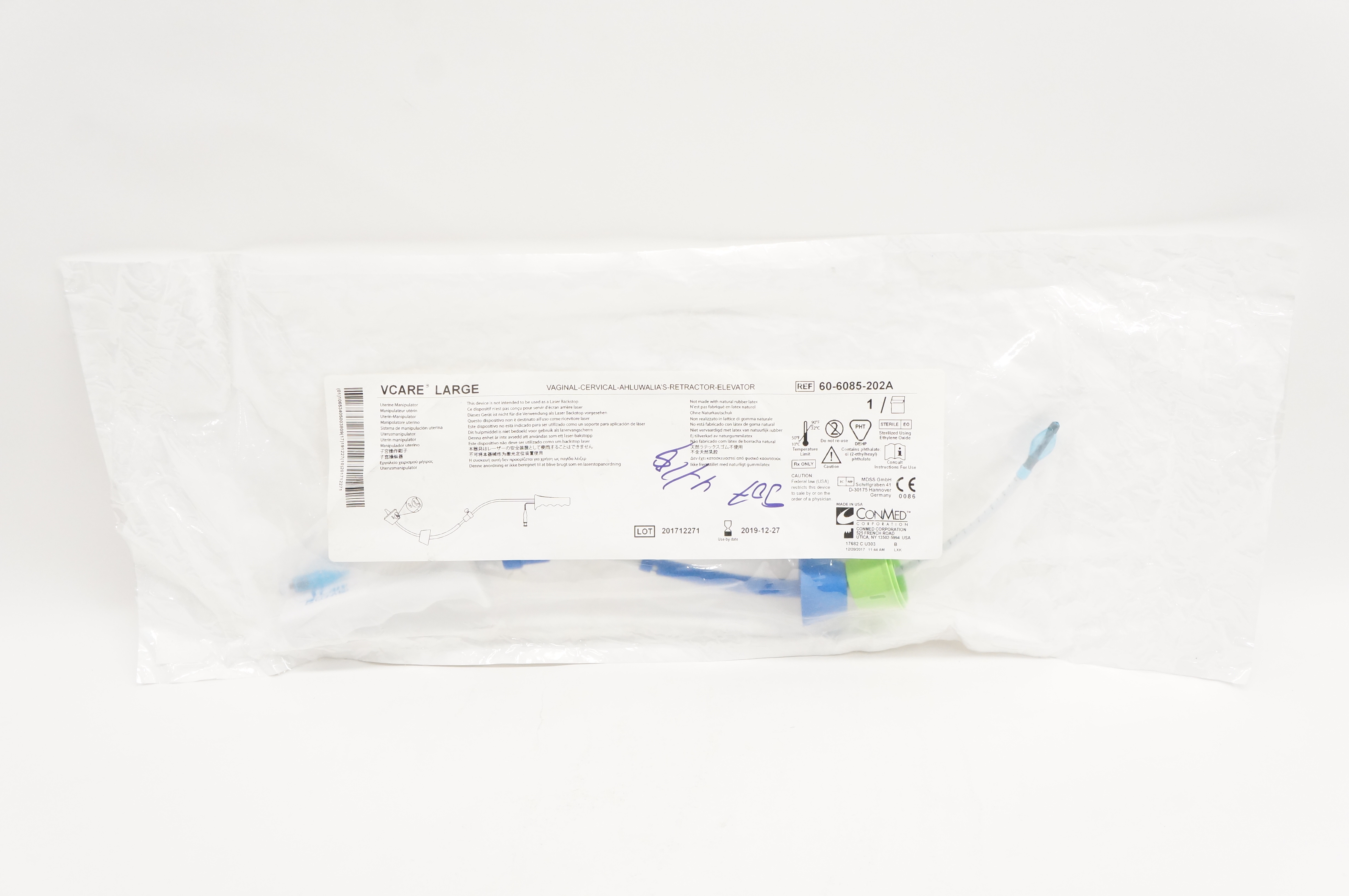 ConMed 60-6085-202A Vcare Uterine Manipulator Large (x)