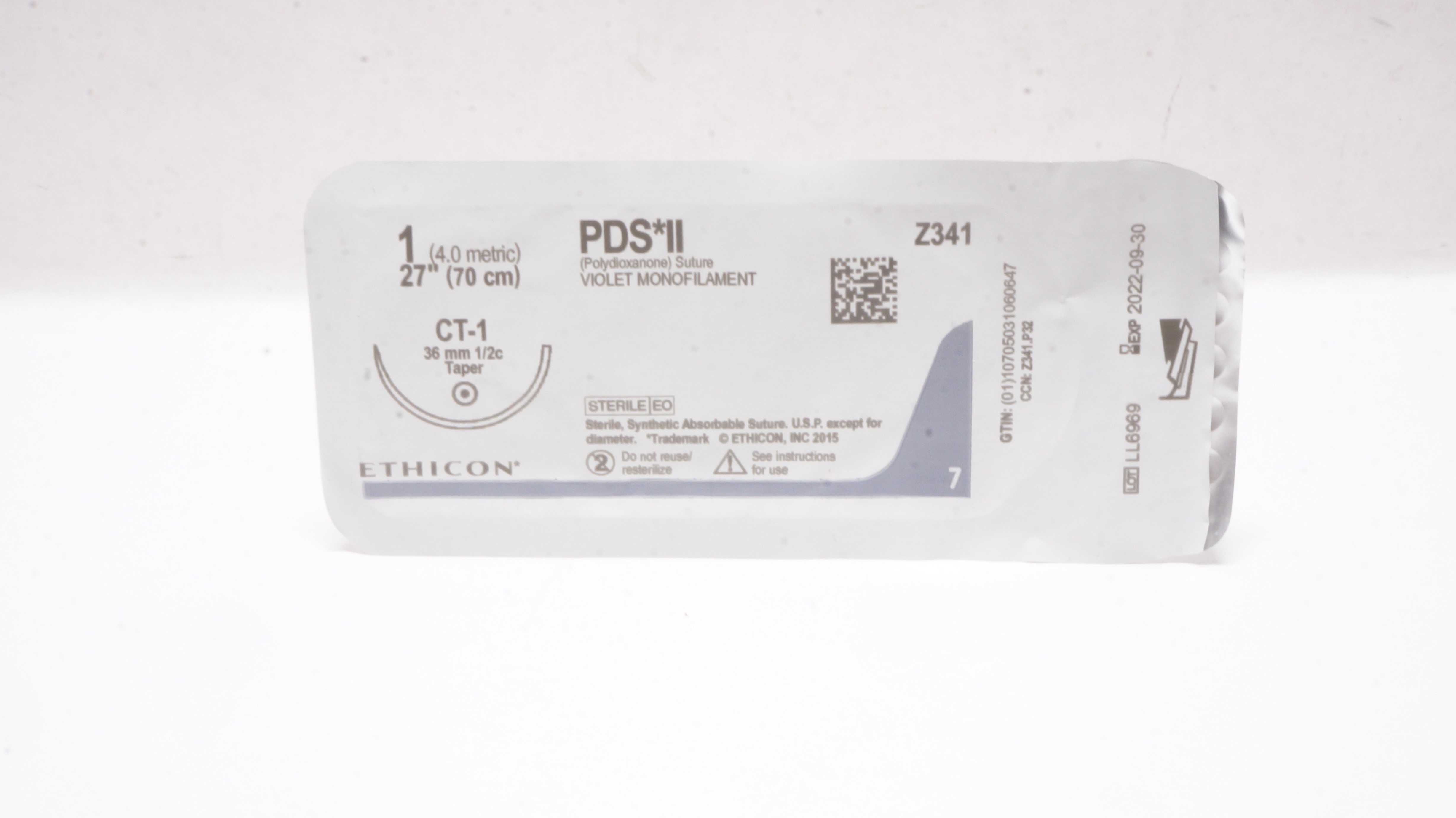 Ethicon Z341 1 PDS II Violet Monofilament CT-1 36mm 1/2c Taper 27inch (x)