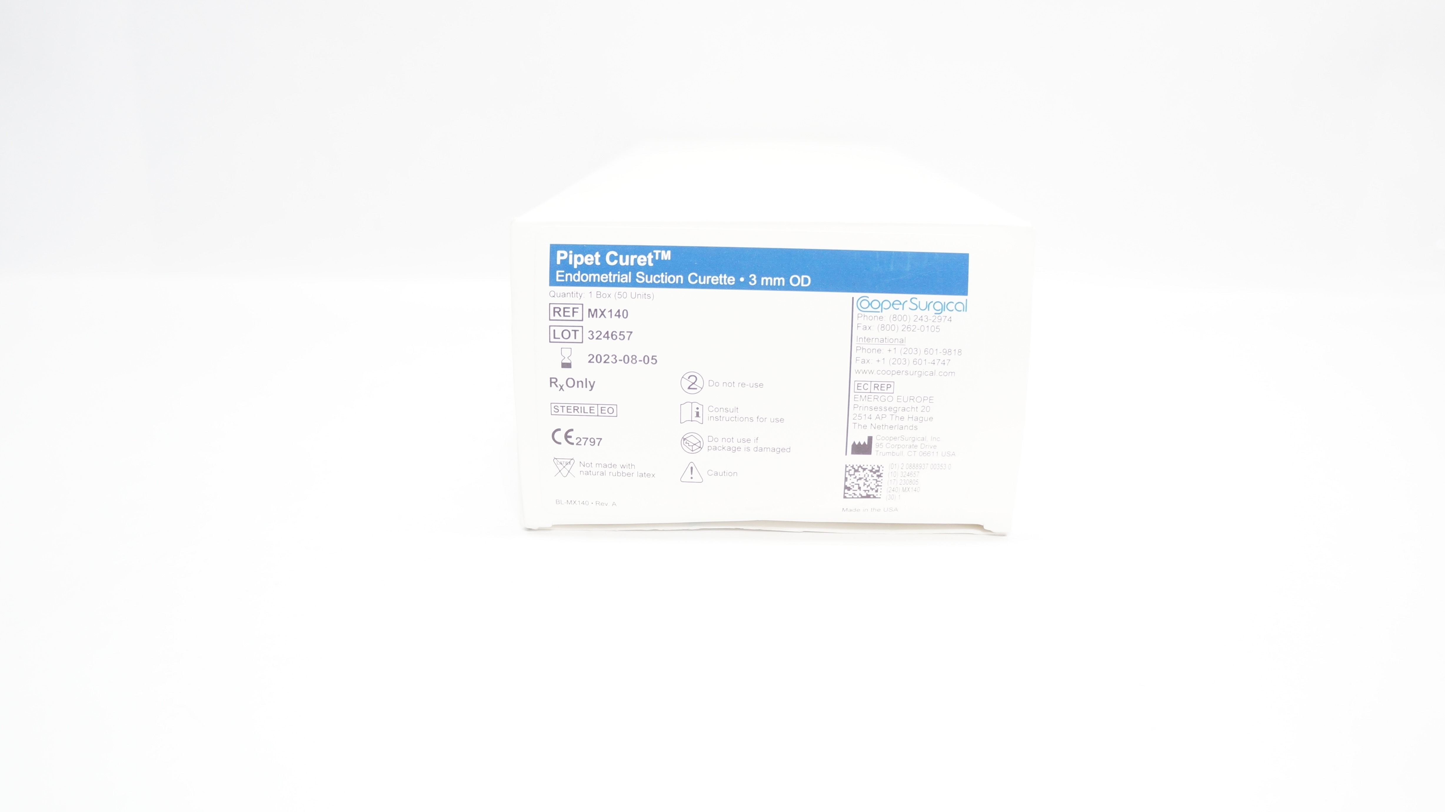 Cooper Surgical MX140 Pipet Curet Endometrial Suction Curette 3mm (x)- Box of 48