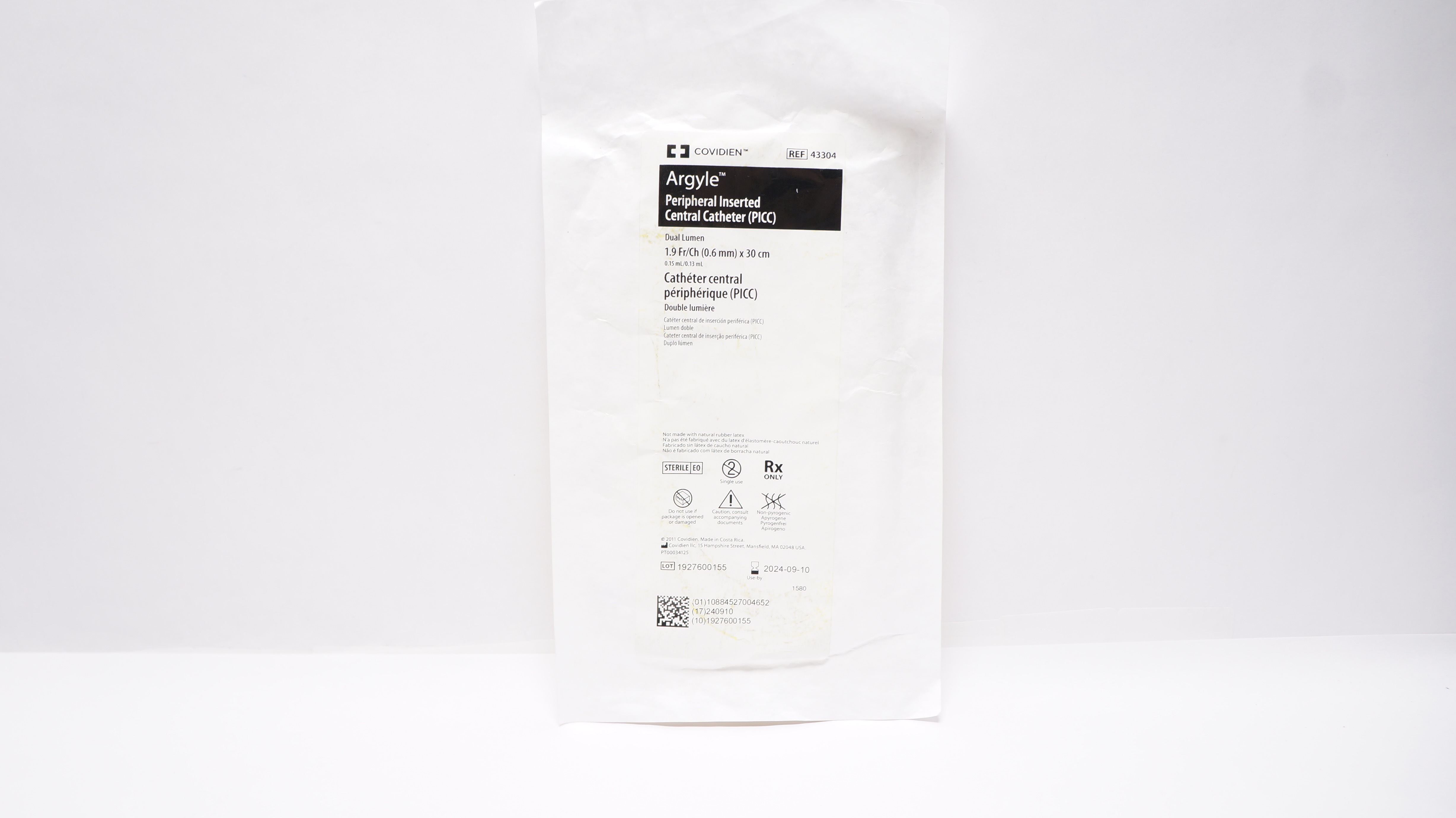 Covidien 43304 Argyle Peripheral Inserted Central Catheter 1.9Fr/Ch x 30cm