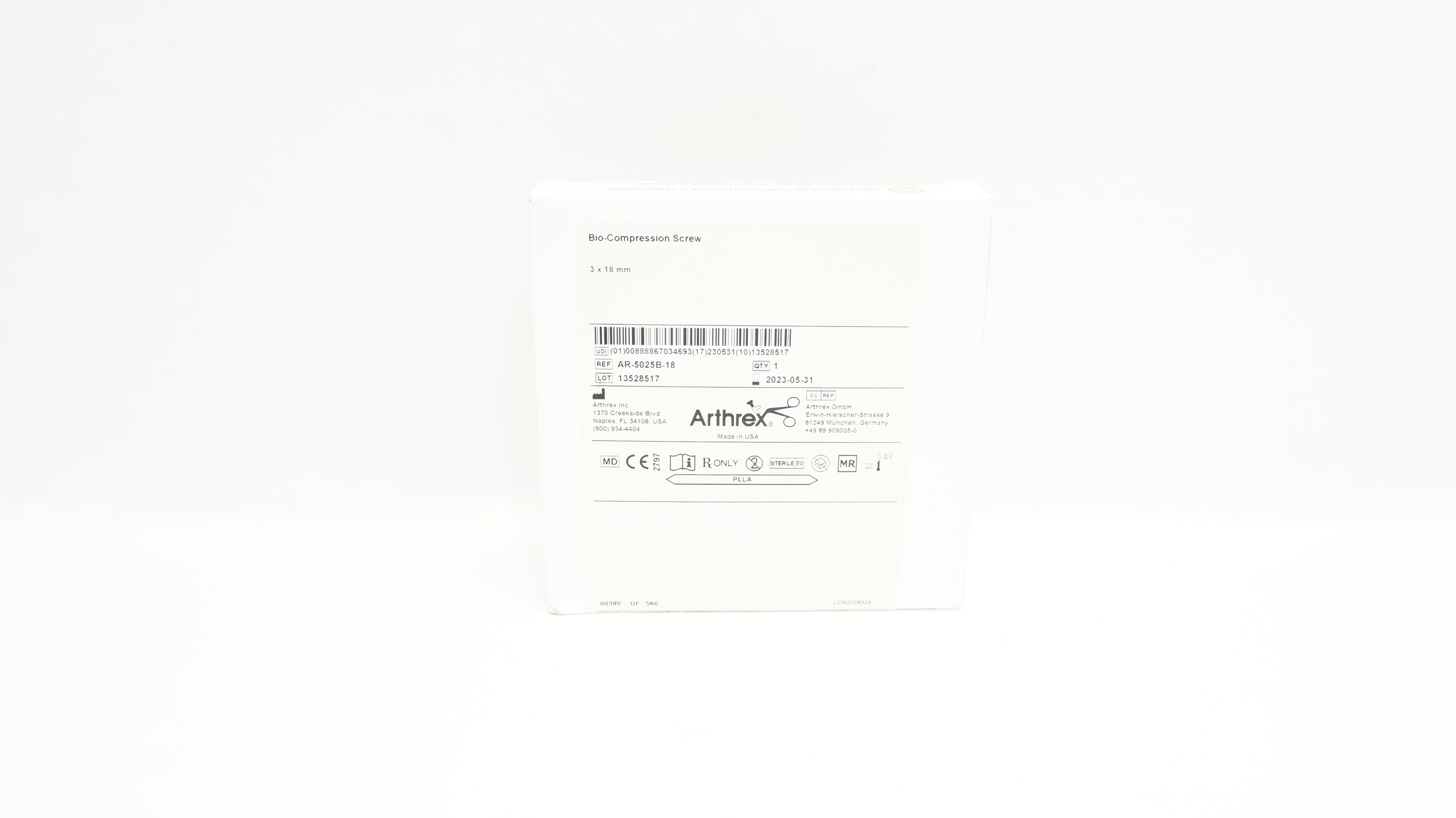 Arthrex AR-5025B-18 Bio-Compression Screw 3mm x 18mm (x)