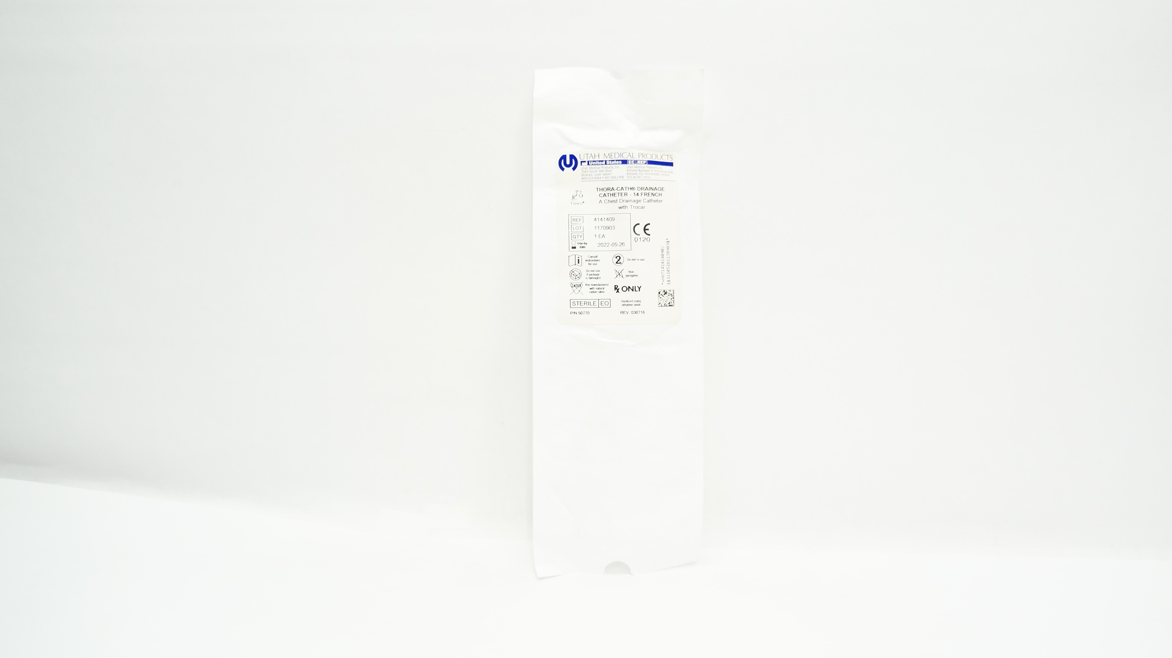 Utah Medical 4141409 Thora-Cath A Chest Drainage Cath. with Trocar 14 Fr (x)