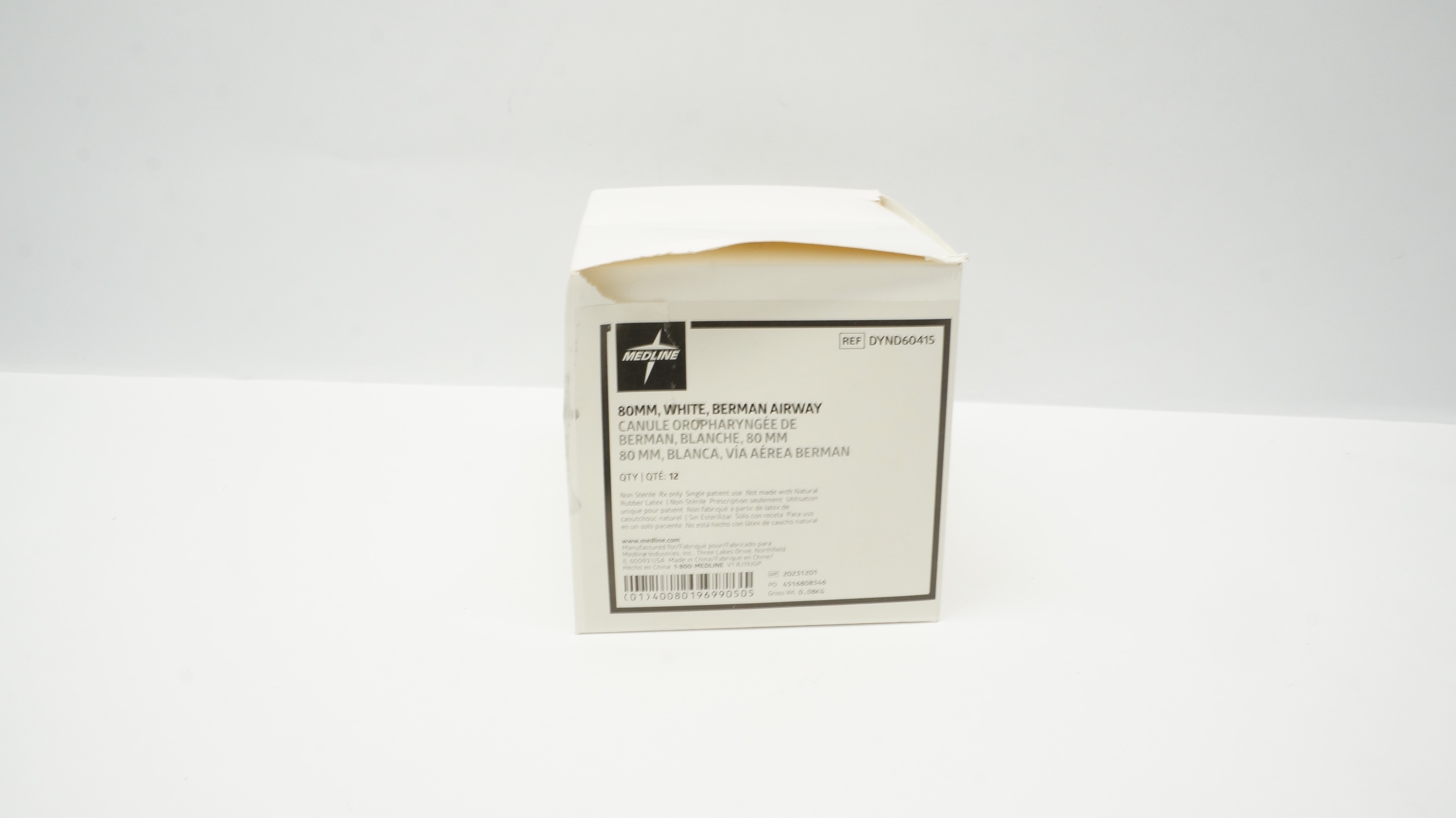 Medline DYND60415 Berman White Airway 80mm - Box of 12
