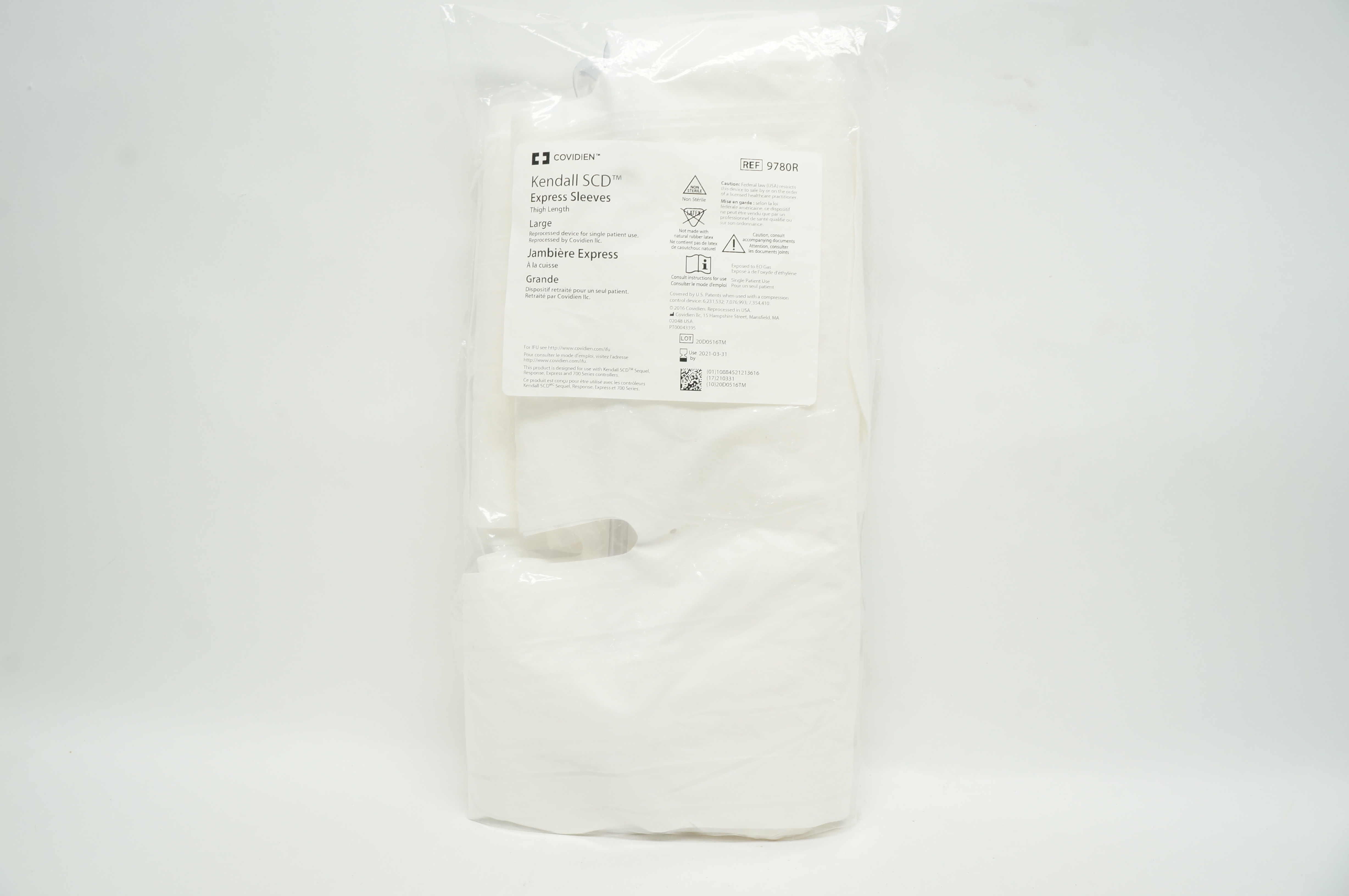 Covidien 9780R Kendall SCD Express Sleeves, Thigh Length, Large (x)