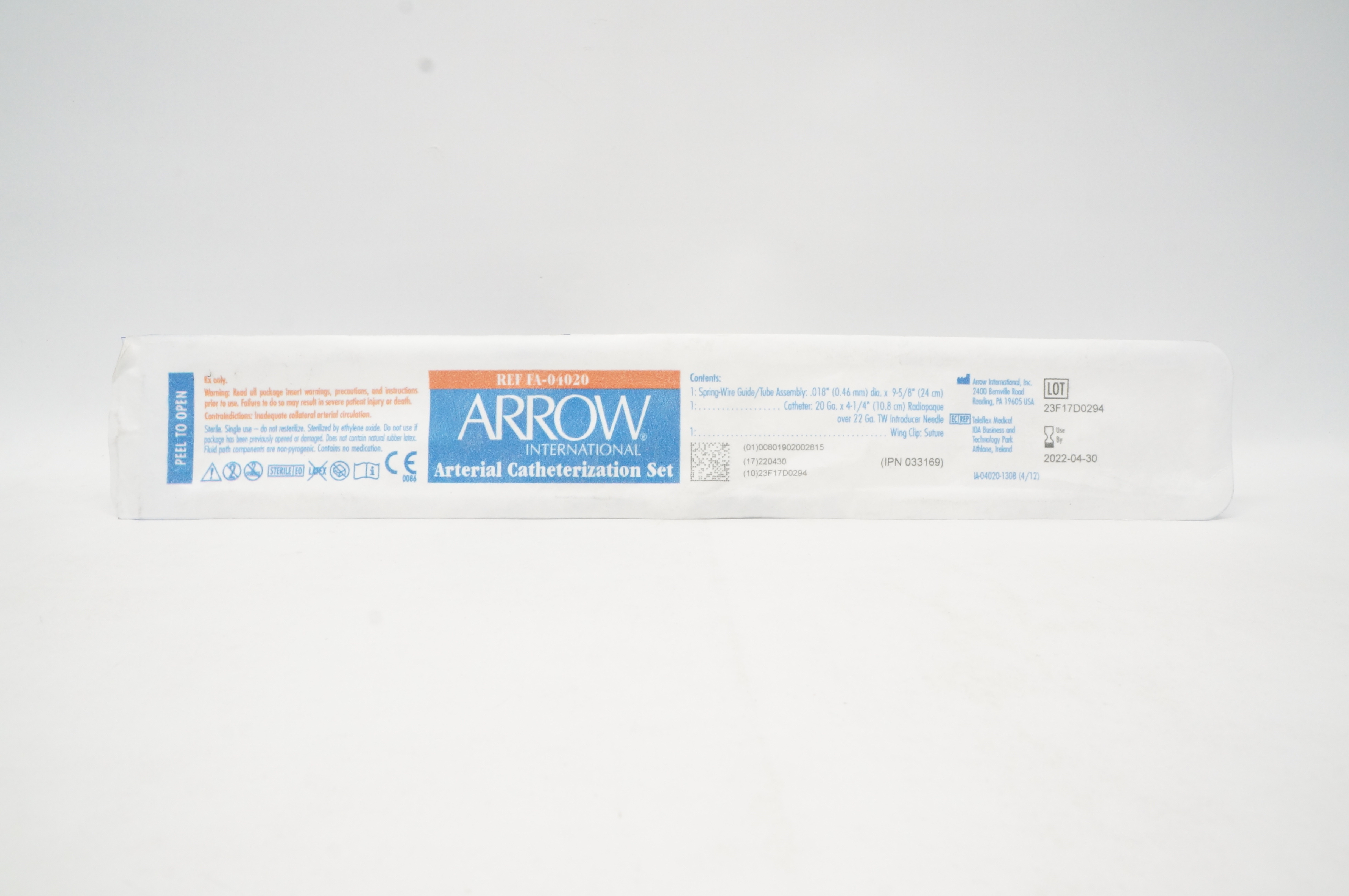 Arrow FA-04020 Arterial Catheterization Set 20 Ga. x 4-1/4inch (x)