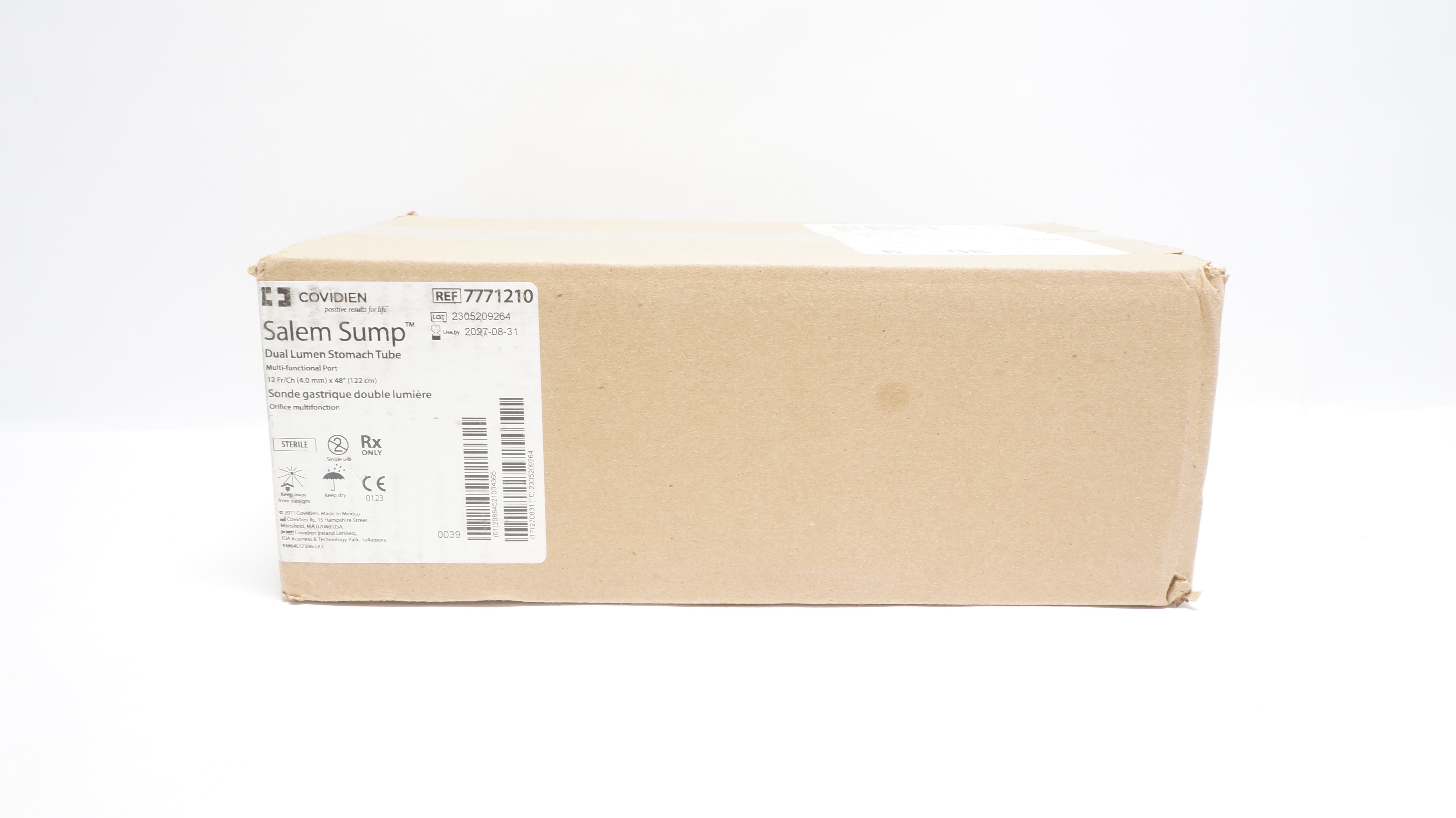 Covidien 7771210 Salem Sump Dual Lumen Stomach Tube 12Fr/Ch x 48inch - Box of 10