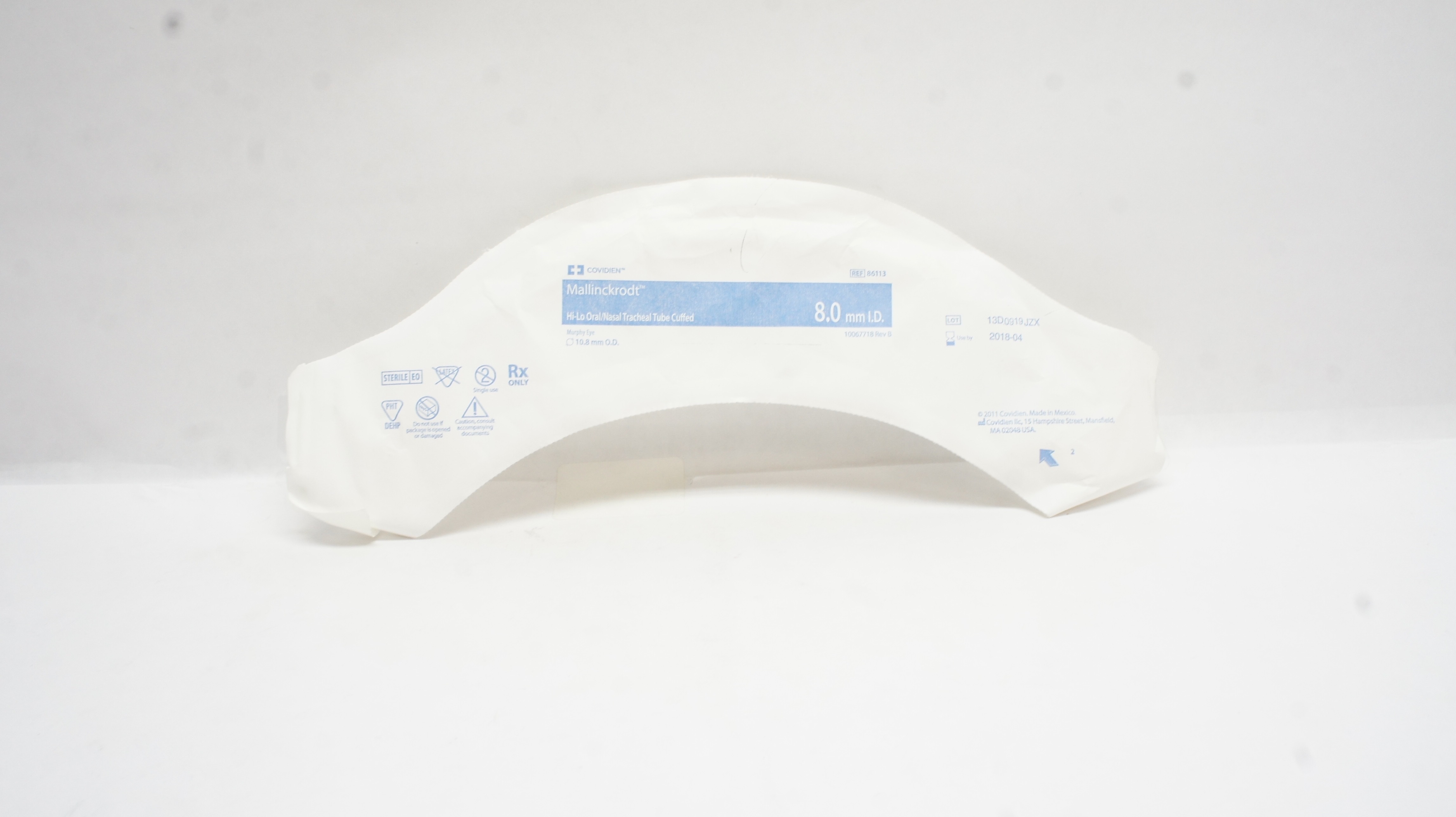 Covidien 86113 Mallinckrodt Hi-Lo Oral/Nasal Tracheal Tube Cuffed 8 x 10.8mm (x)