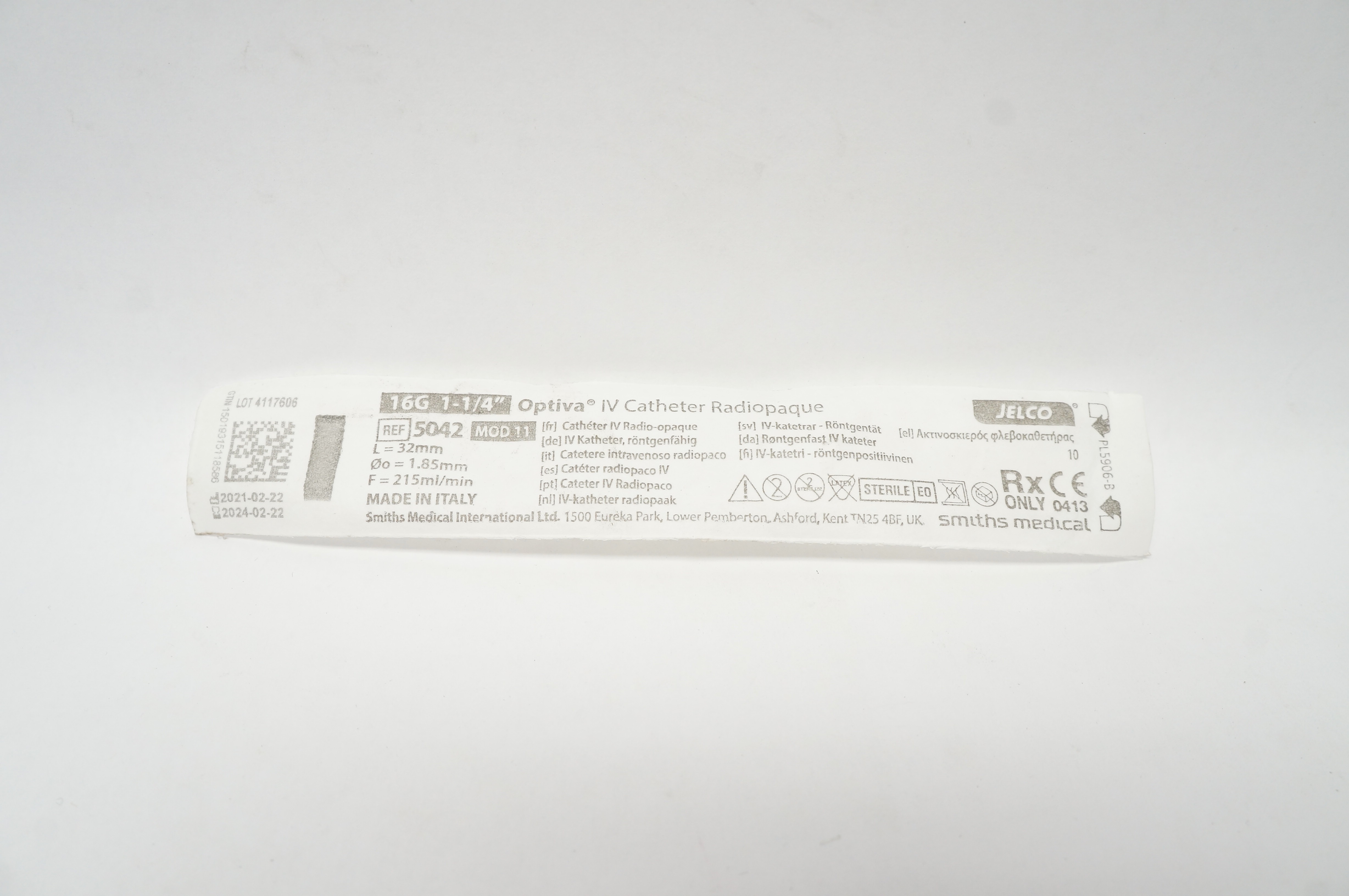 Smiths Medical 5042 Jelco Optiva IV Cath. Radiopaque 16G x 1-1/4inch