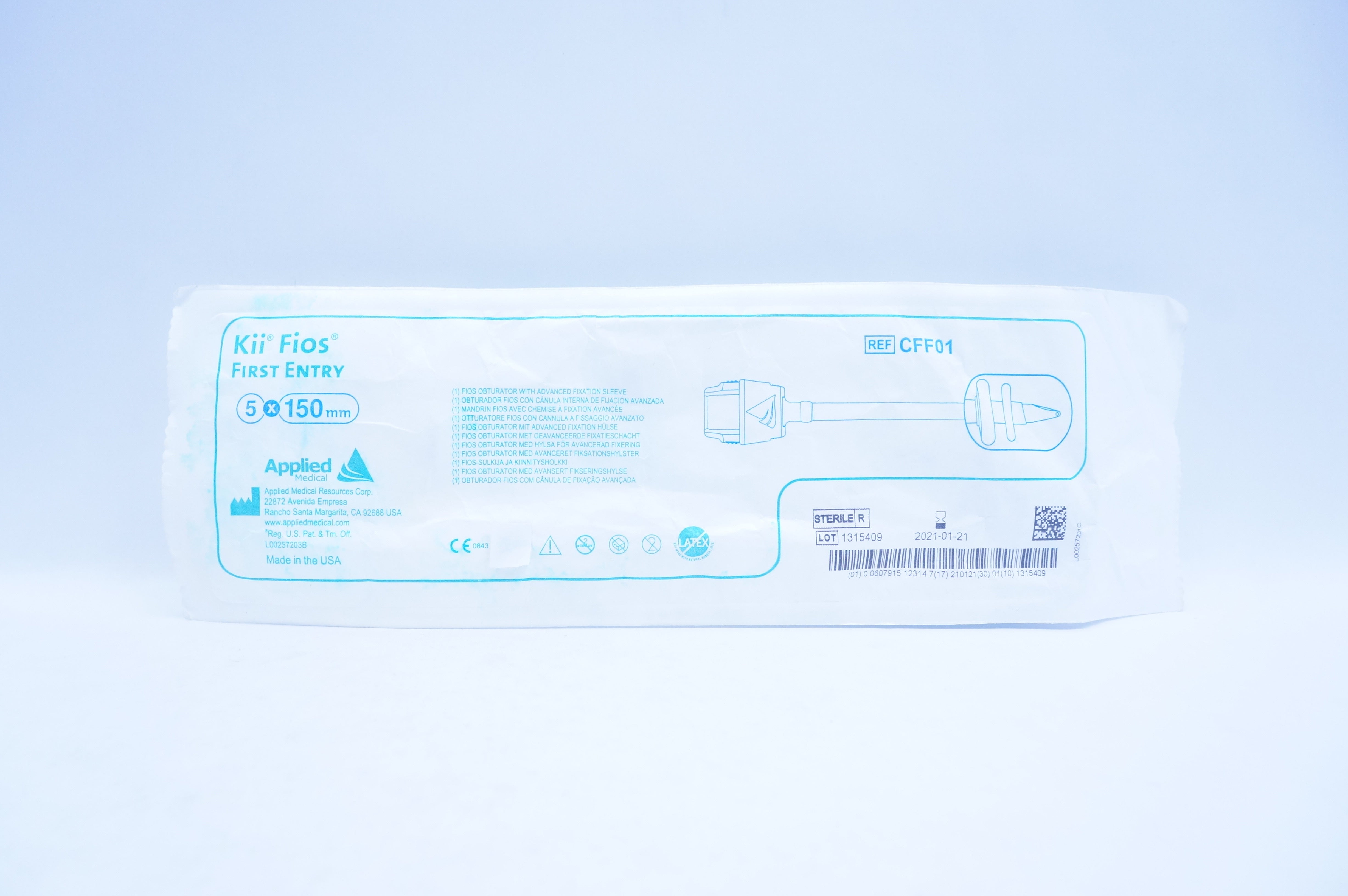 Applied Medical CFF01 Kii Fios Obturator, Advanced Fixation Sleeve 5 x 150mm (x)
