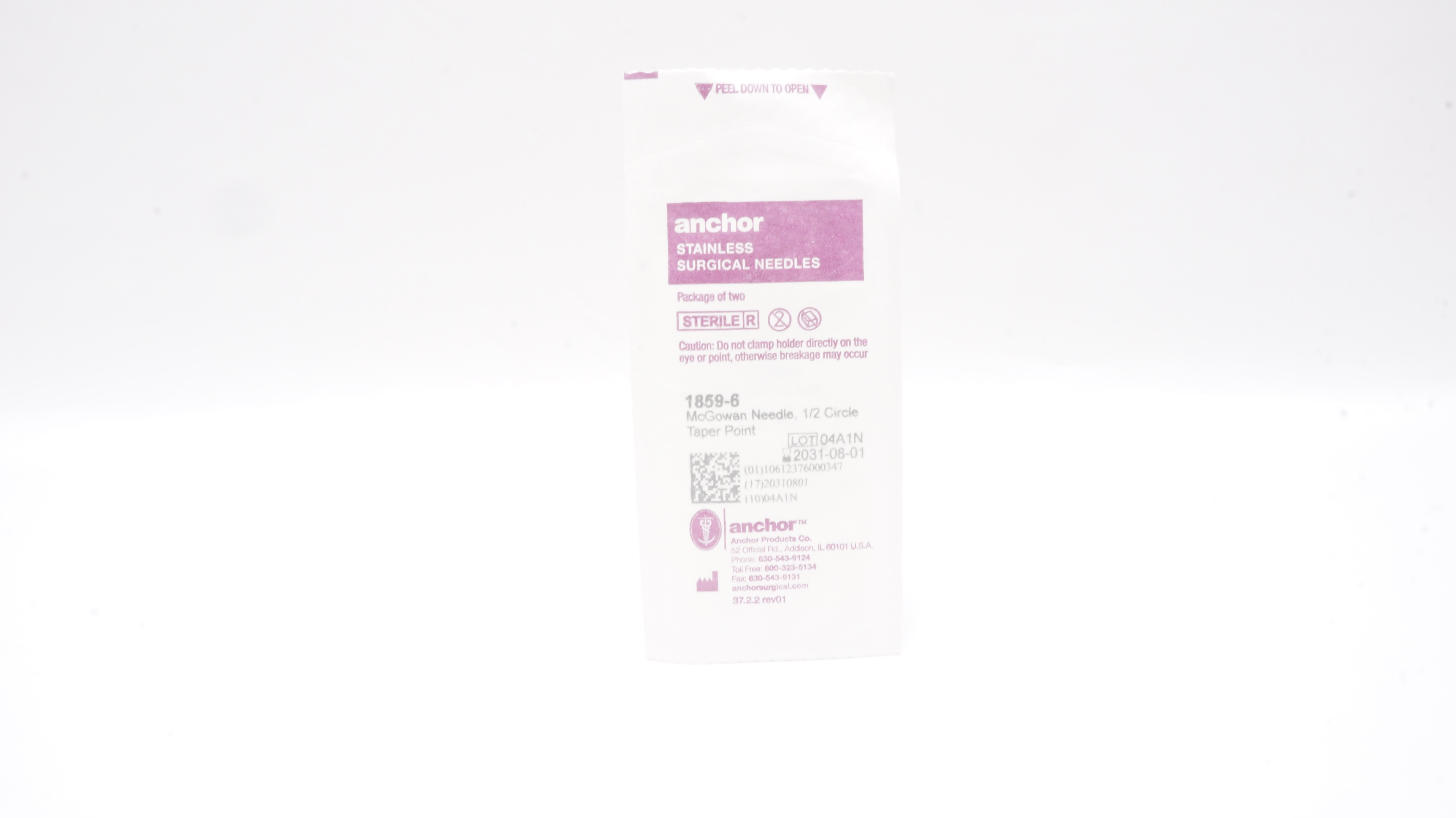 Anchor 1859-6 Stainless Surgical Ndles 1/2 Circle Taper Point - Pack of 2
