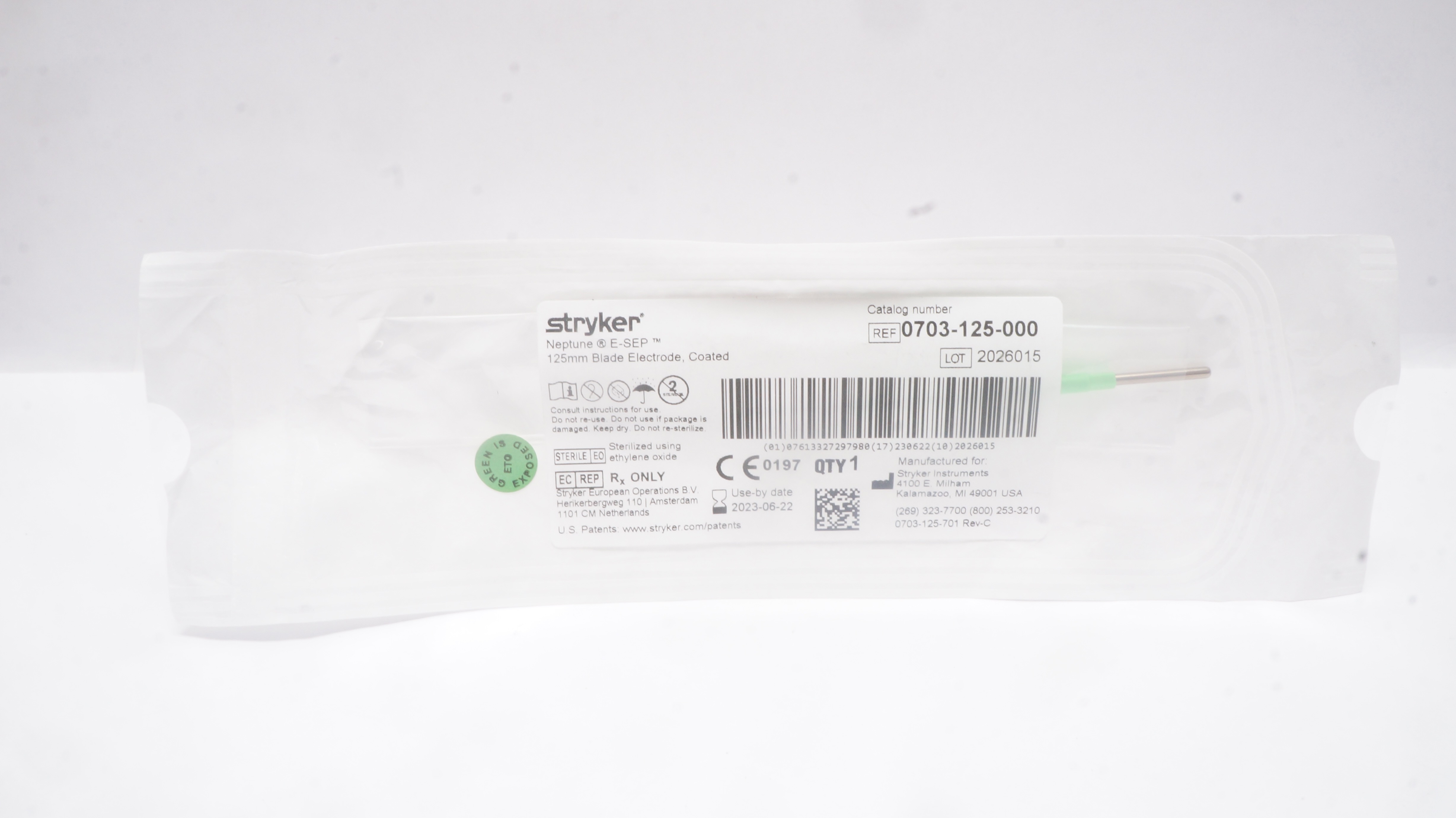 Stryker 0703-125-000 Neptune E-SEP Blade Electrode, Coated, 125mm (x)