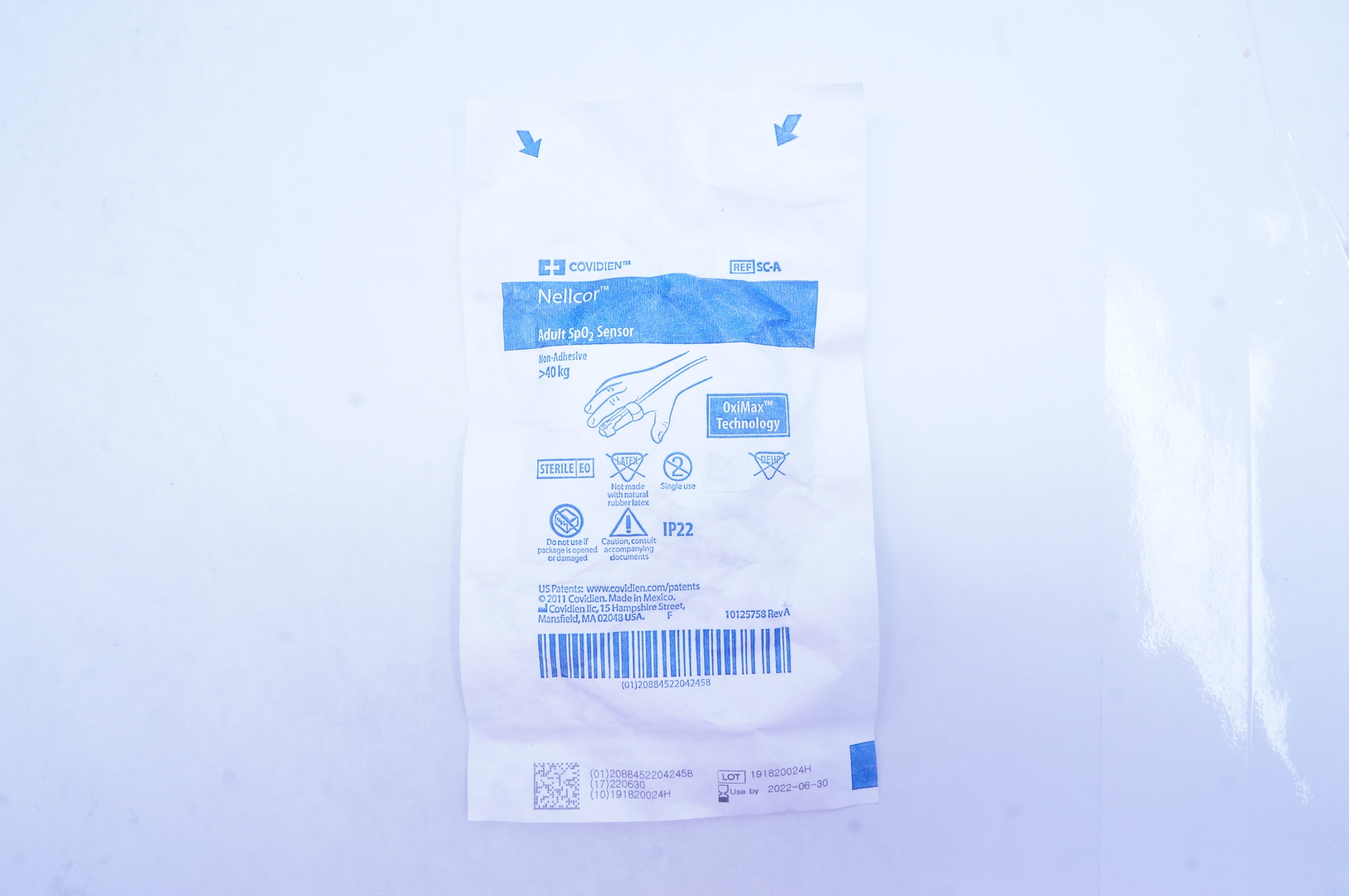 Covidien SC-A Nellcor Adult SpO2 Sensor Non-Adhesive  >40 kg