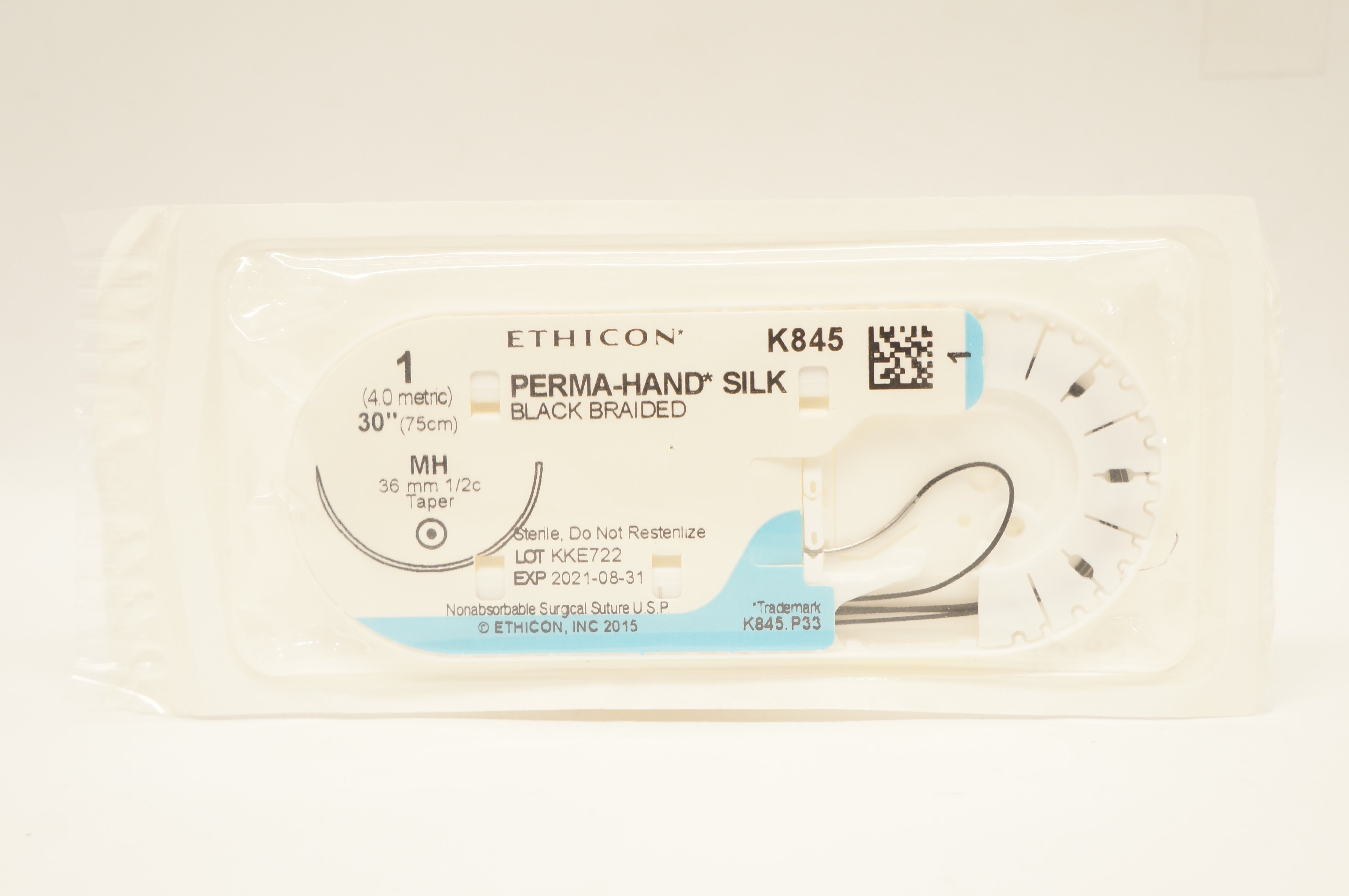 Ethicon K845 1 Perma-Hand Silk Stre MH 36mm 1/2c Taper, 30inch (x)
