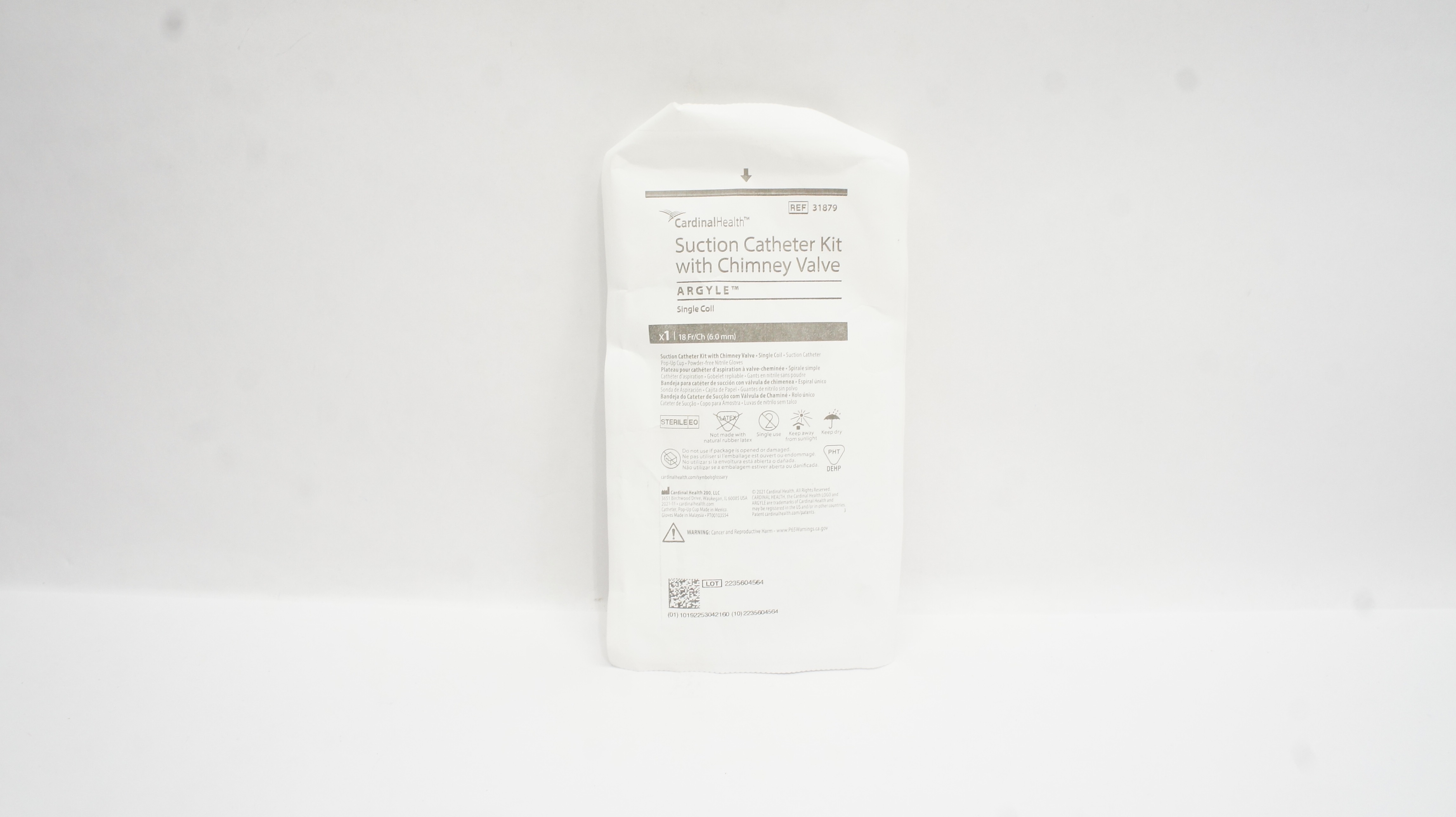 Cardinal Health 31879 Argyle Suction Cath. Kit with Chimney Valve 18Fr/Ch