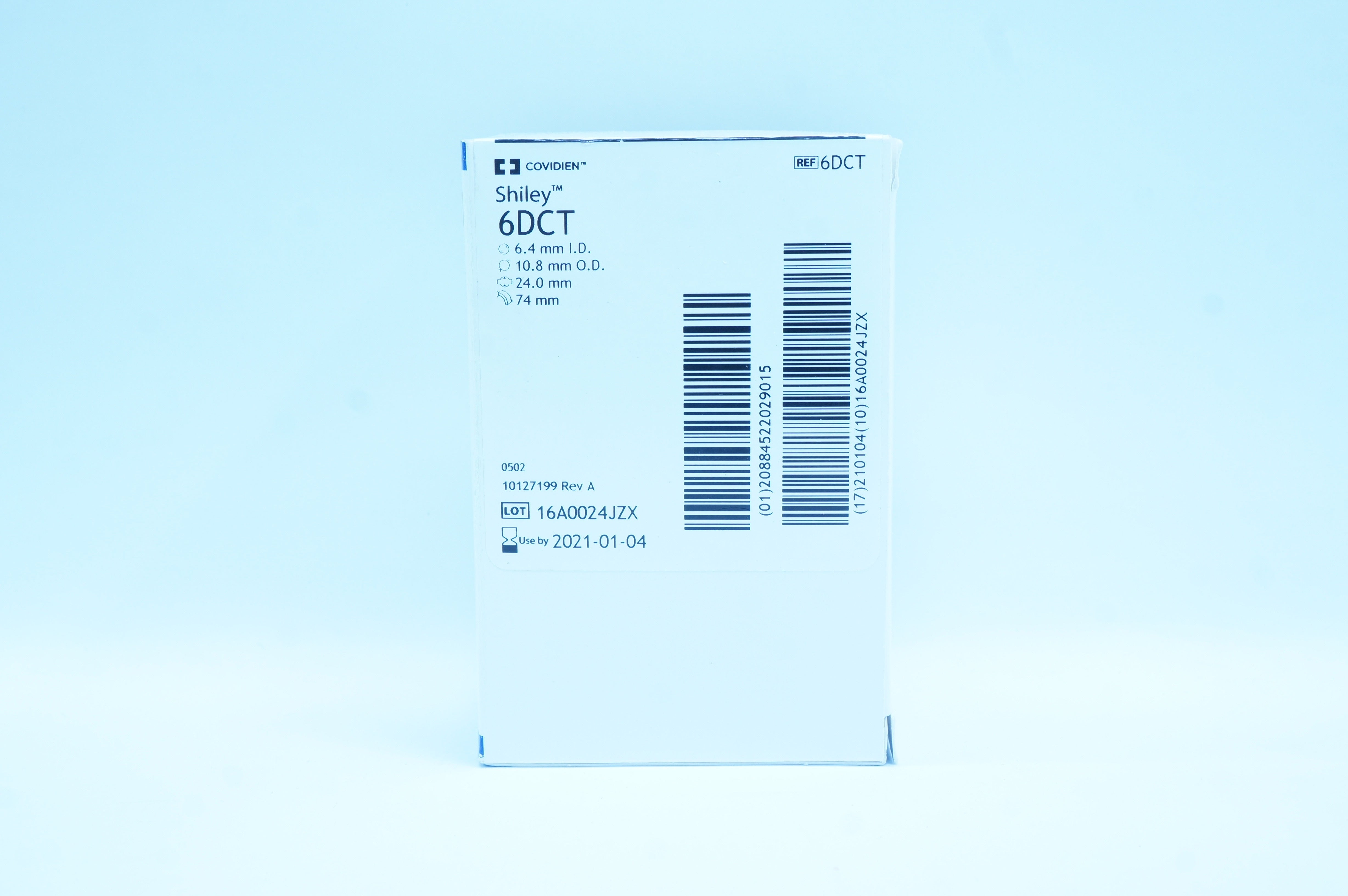 Covidien 6DCT Shiley Tracheostomy Tube Cuffed 6.4 ID x 10.8 OD x 24.0 x 74mm (x)