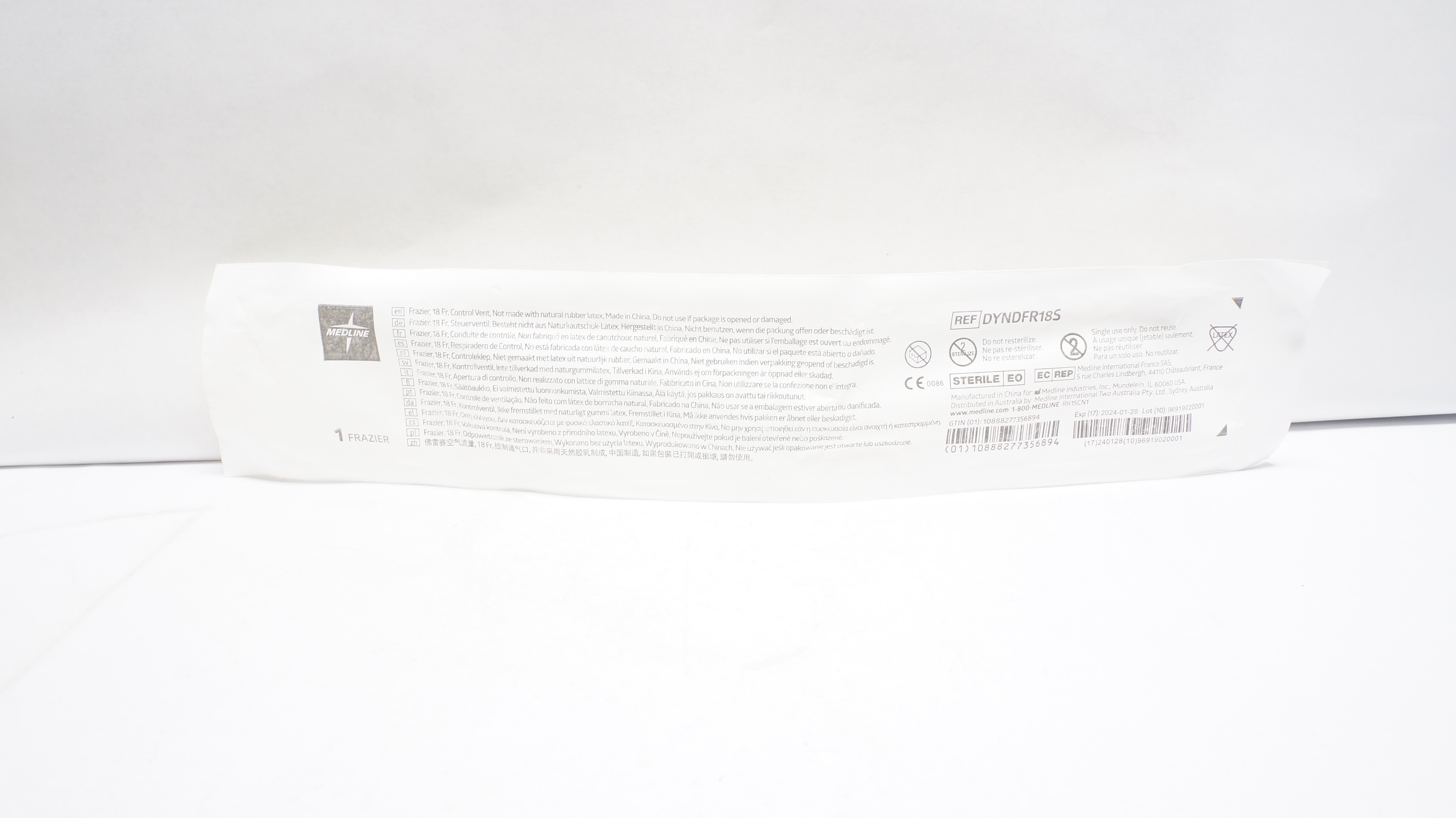 Medline DYNDFR18S Frazier 18Fr., Control Vent (x)