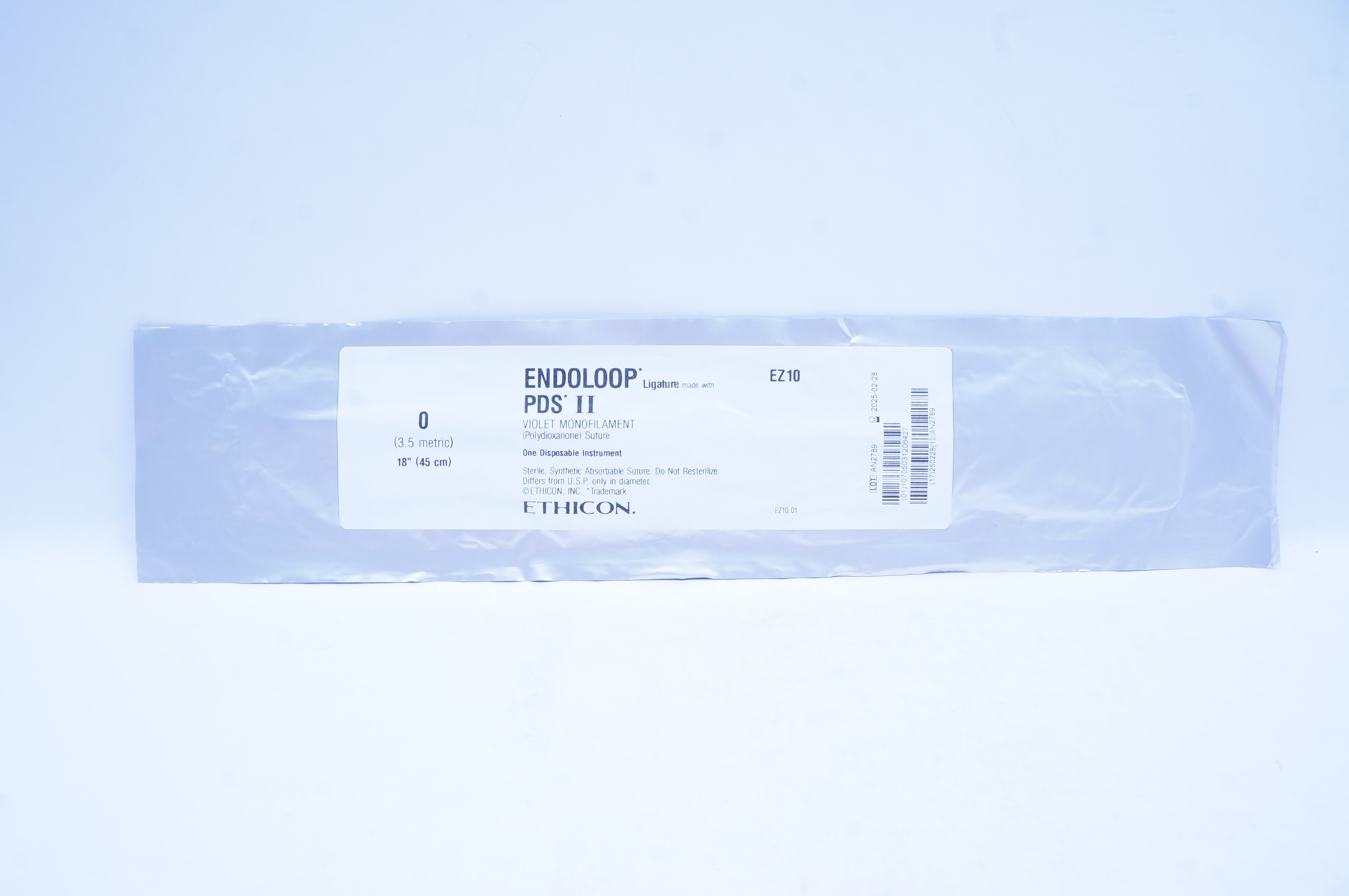 Ethicon EZ10 0 ENDOLOOP PDS II, Violet Monofilament, 18inch
