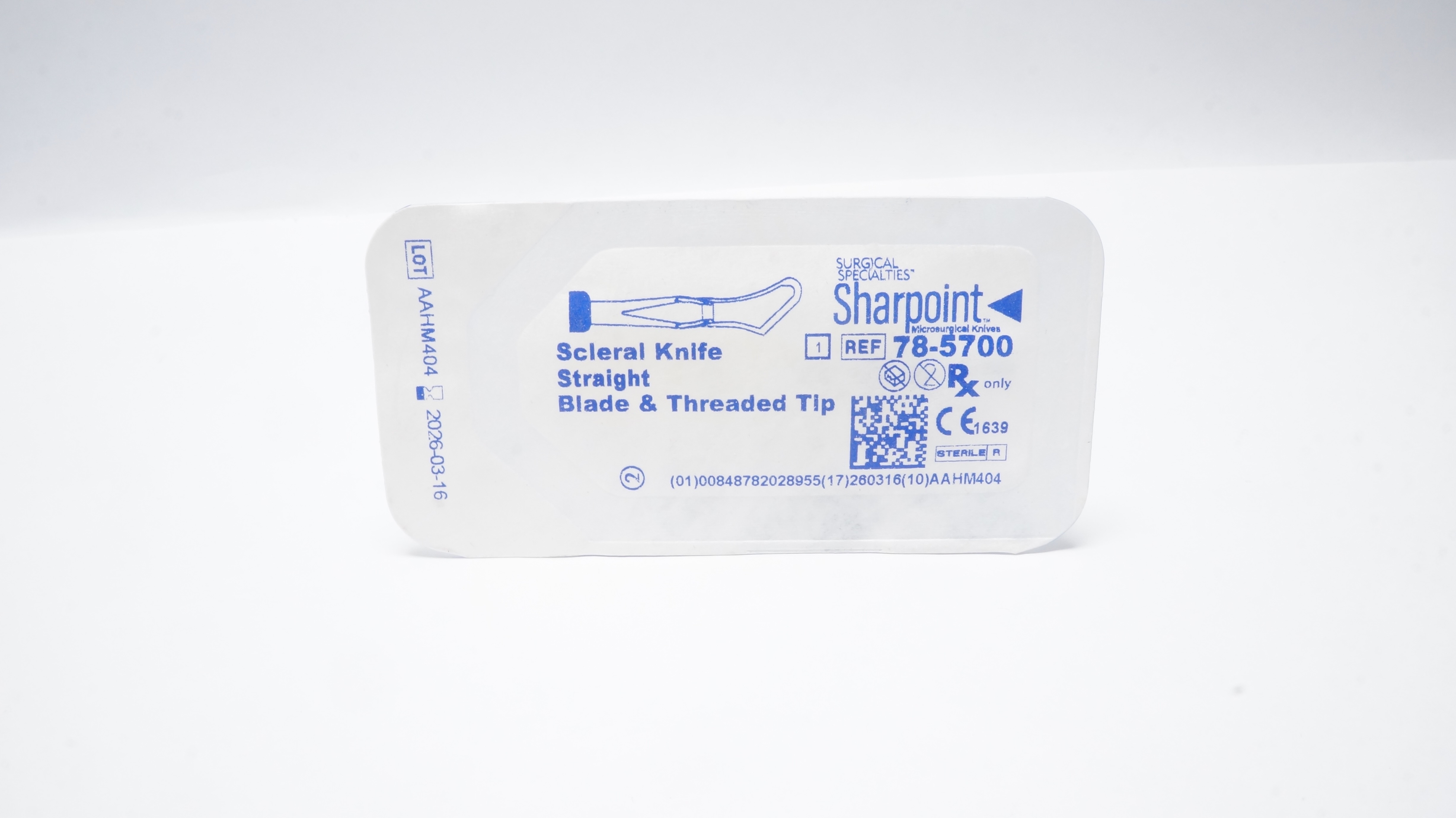 Surgical Specialties 78-5700 Sharpoint Scleral Knife Straight Blade&Threaded Tip