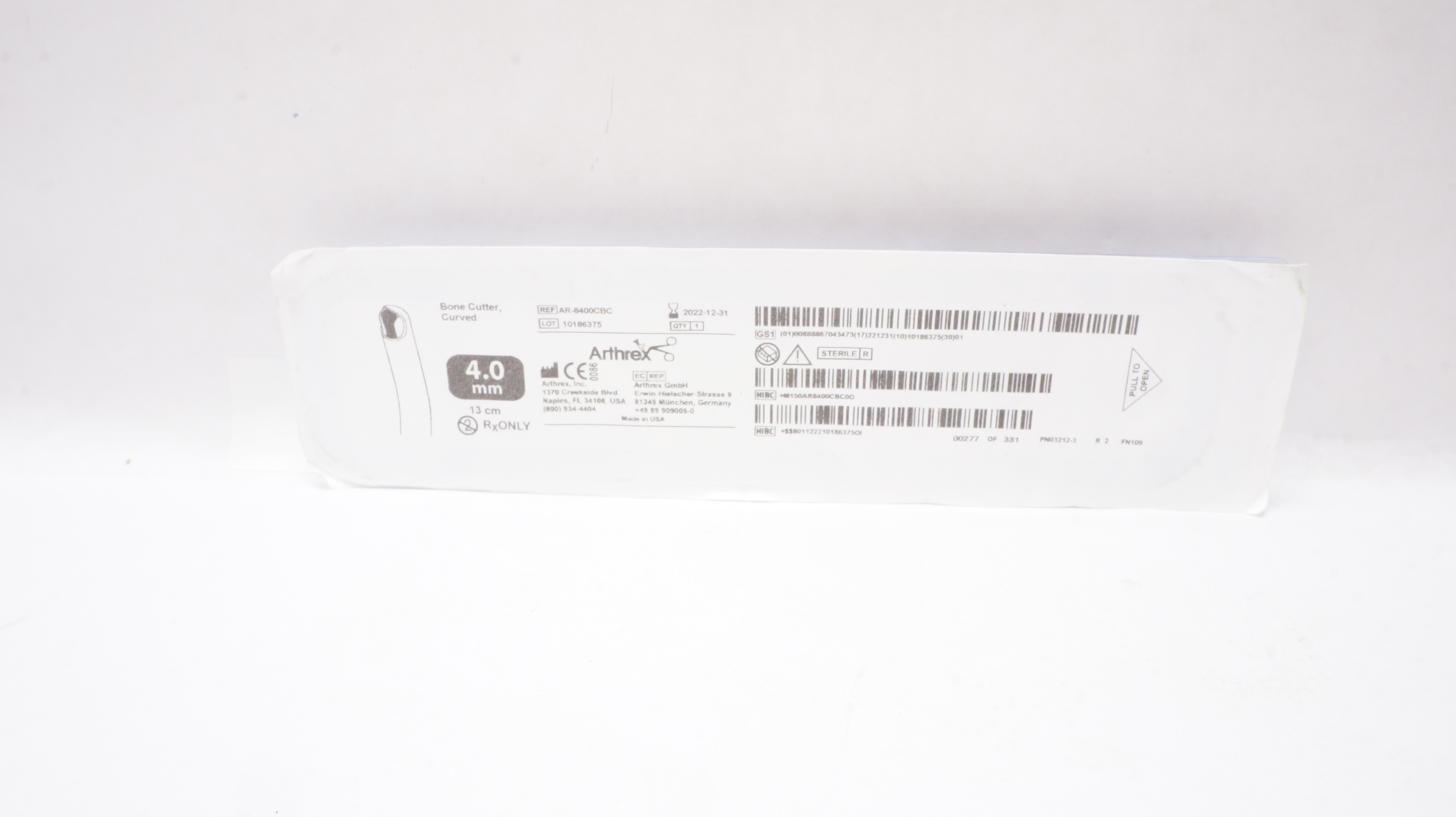 Arthrex AR-8400CBC Bone Cutter Curved 4.0mm (x)