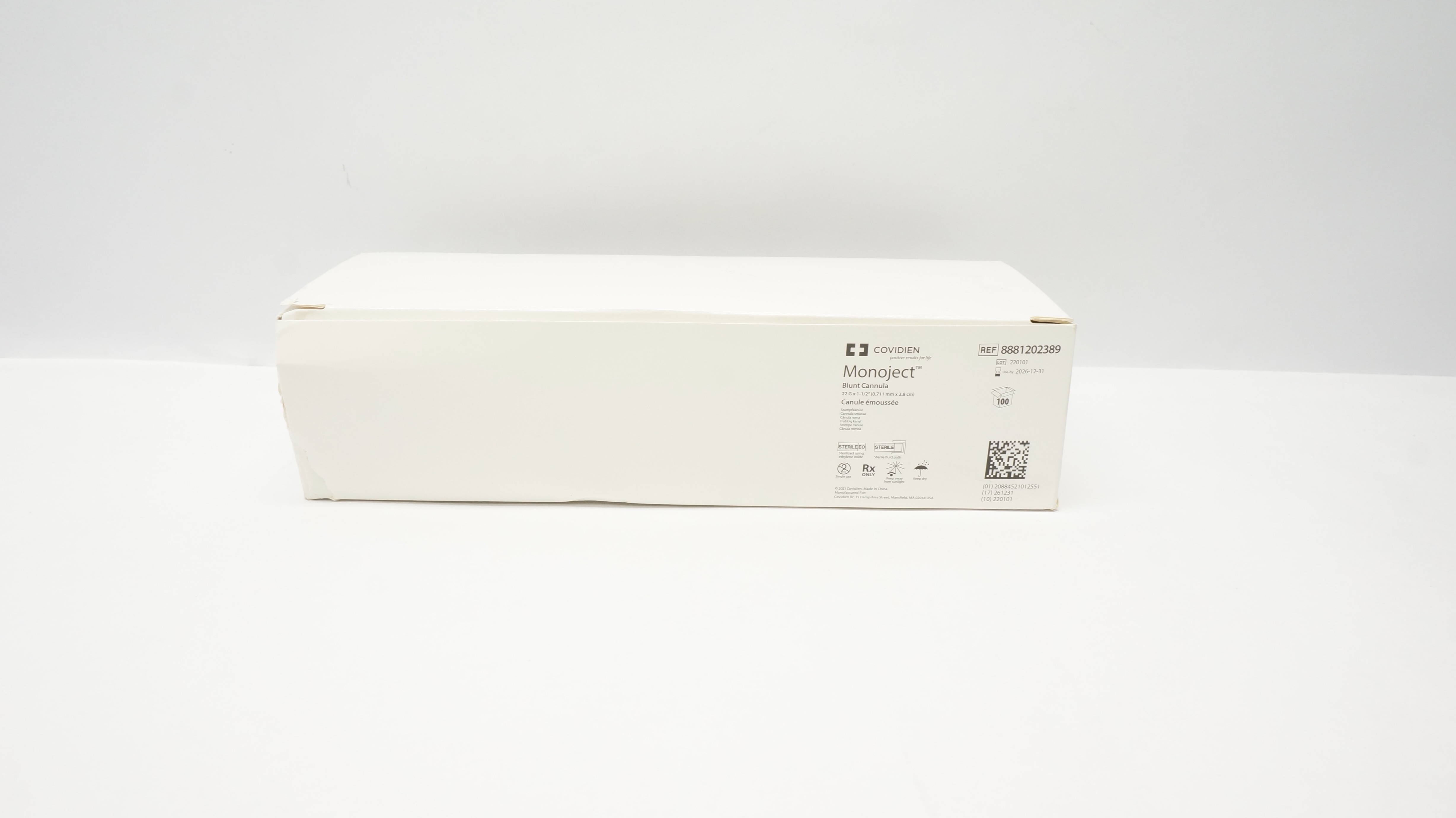 Covidien 8881202389 Monoject Blunt Cannula 22G x 1 1/2 Inch  - Box of 100