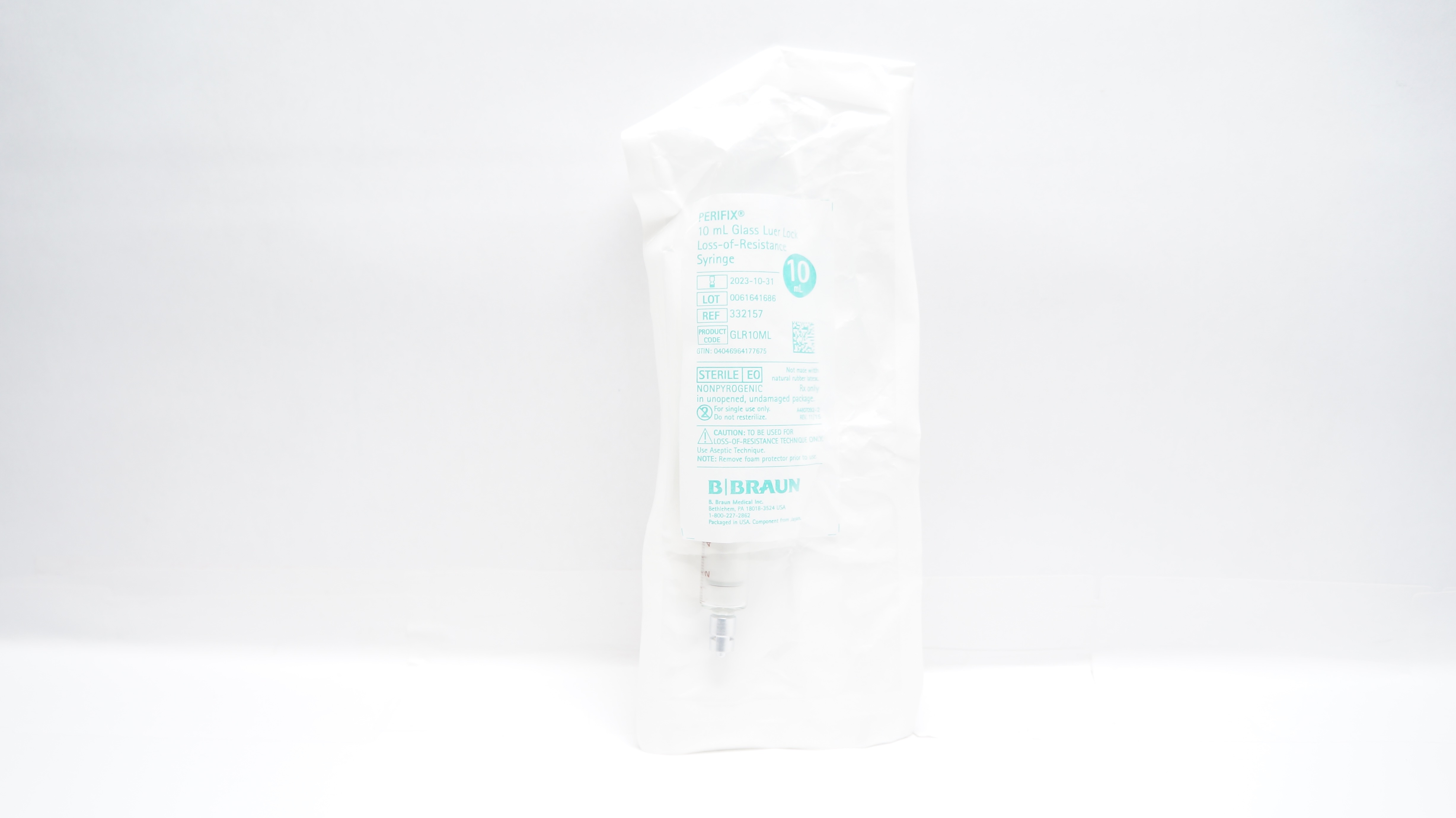 Braun 332157 Perifix 10ml Glass Luer Lock Loss-of-Resistance Syringe (x)