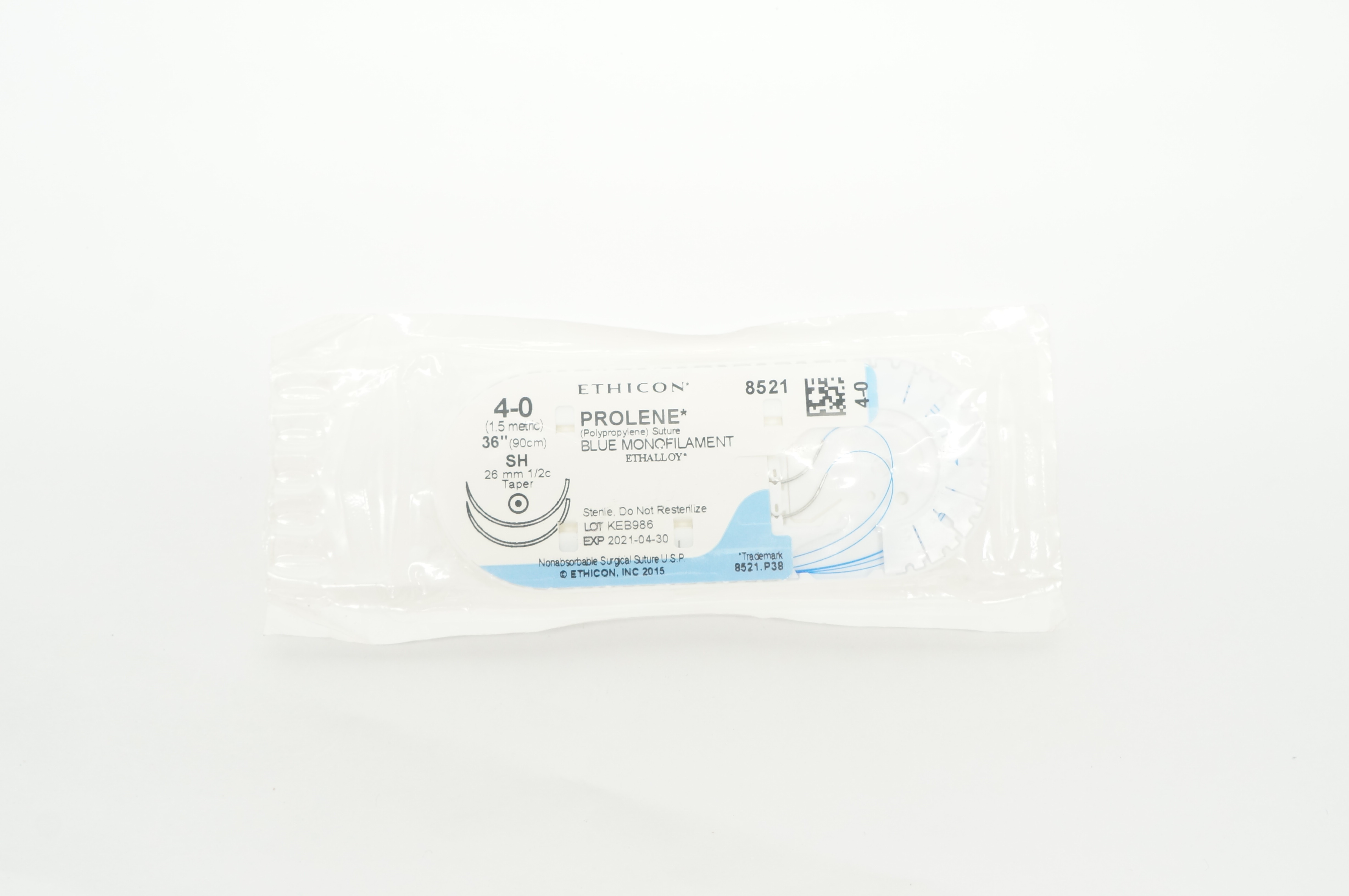 Ethicon 8521 4-0 PROLENE SH 26mm 1/2c Taper 36inch (x)