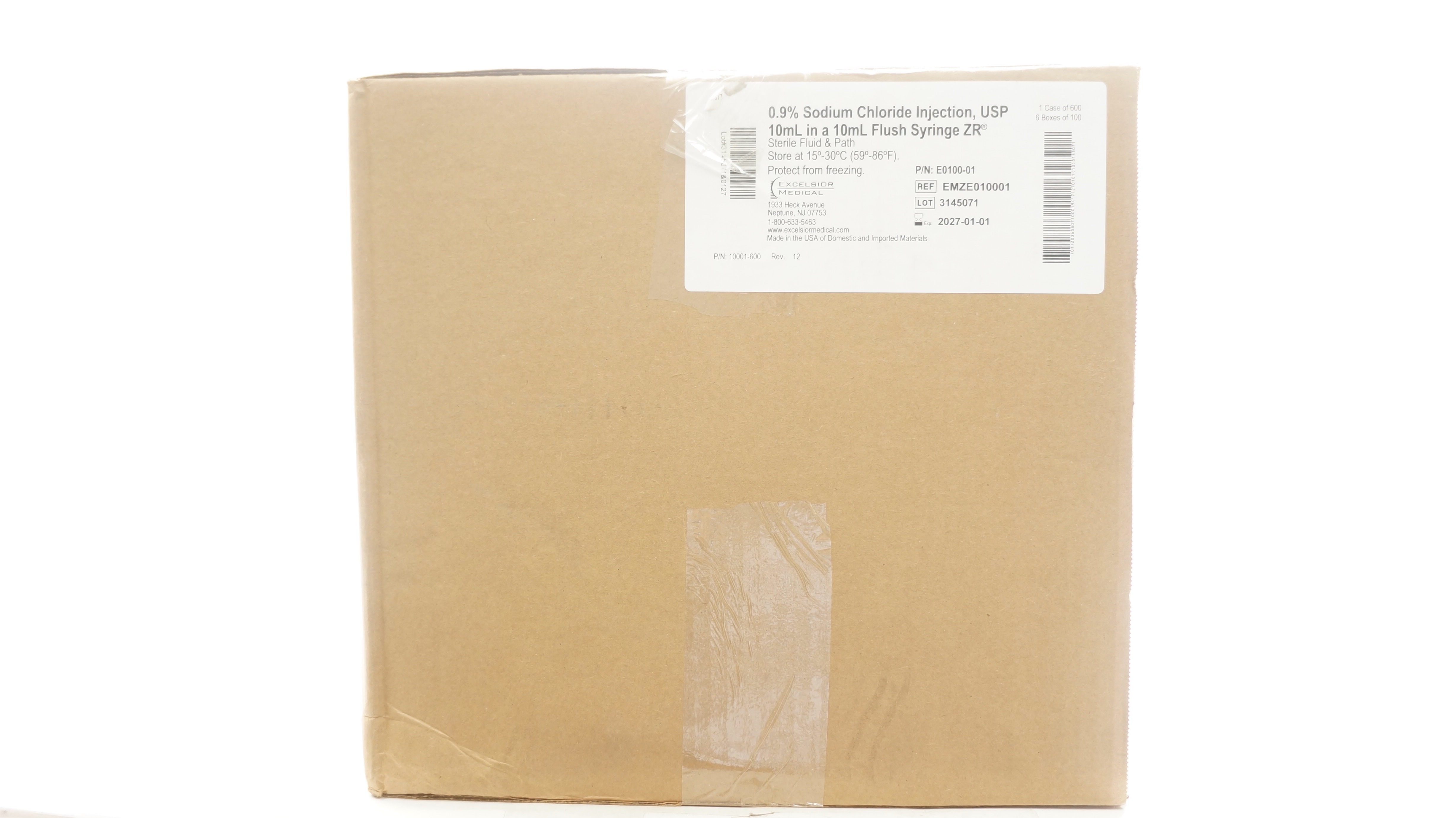 Excelsior Medical EMZE010001 0.9% NaCl Injection USP 10mL - Case of 600