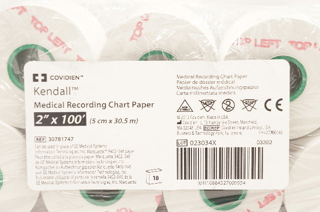 Covidien 30781747 Kendall Medical Recording Chart Paper 2inchx100ft. - Box of 10