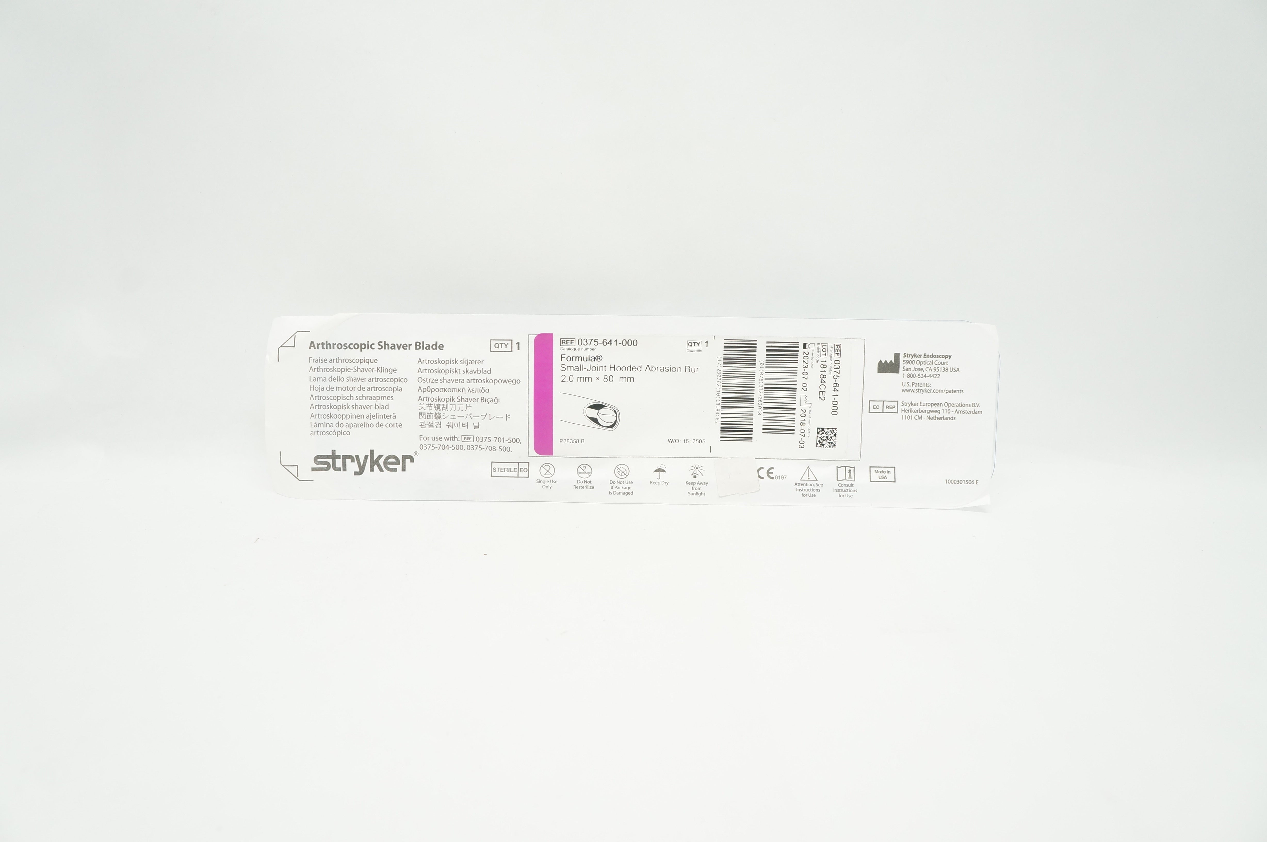 Stryker 0375-641-000 Hooded Abrasion Bur Small Joint 2.0mm