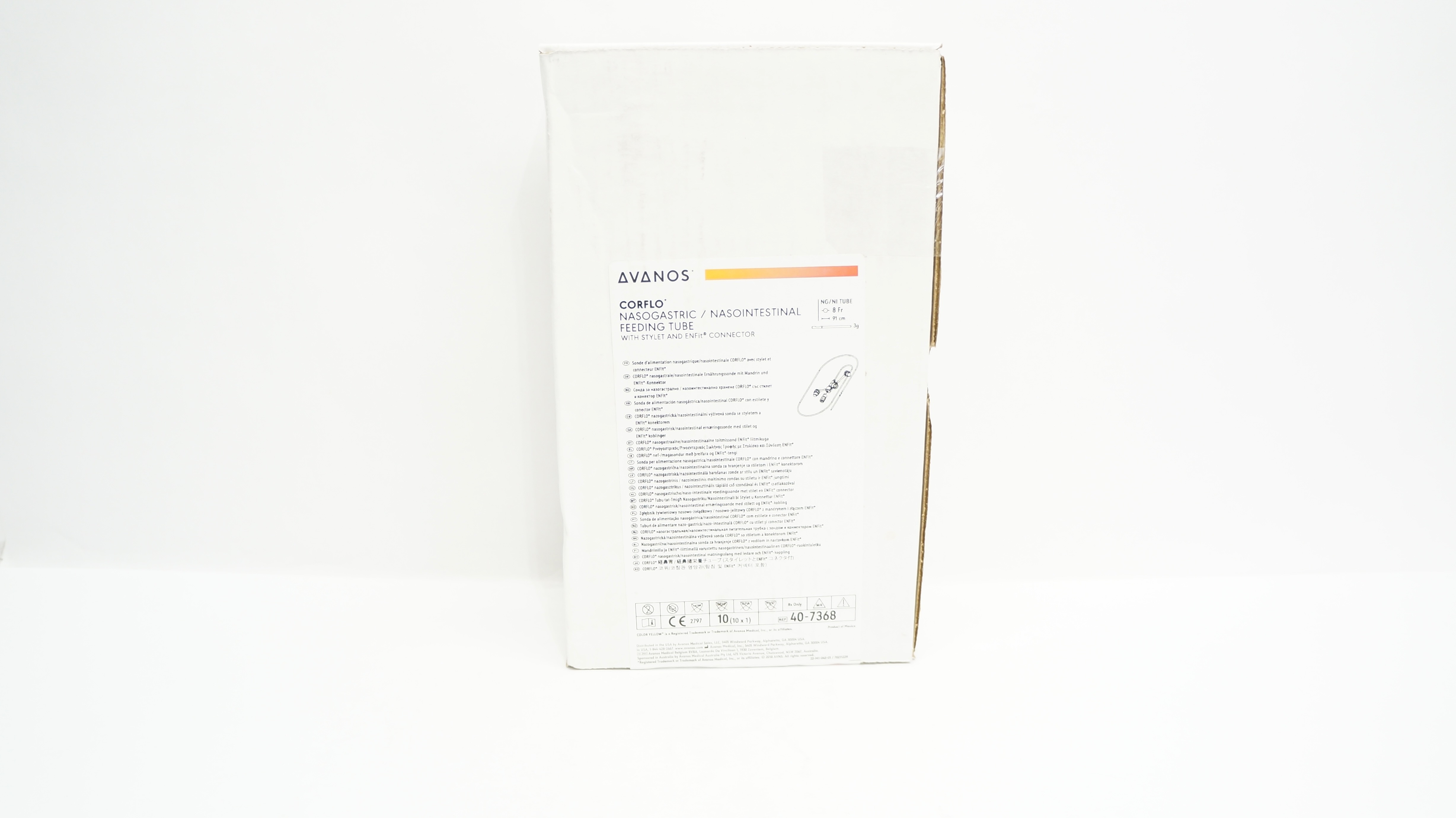 Avanos 40-7368 Nasogastric/Nasointestinal Feeding Tube 8Fr x 91cm - Box of 10