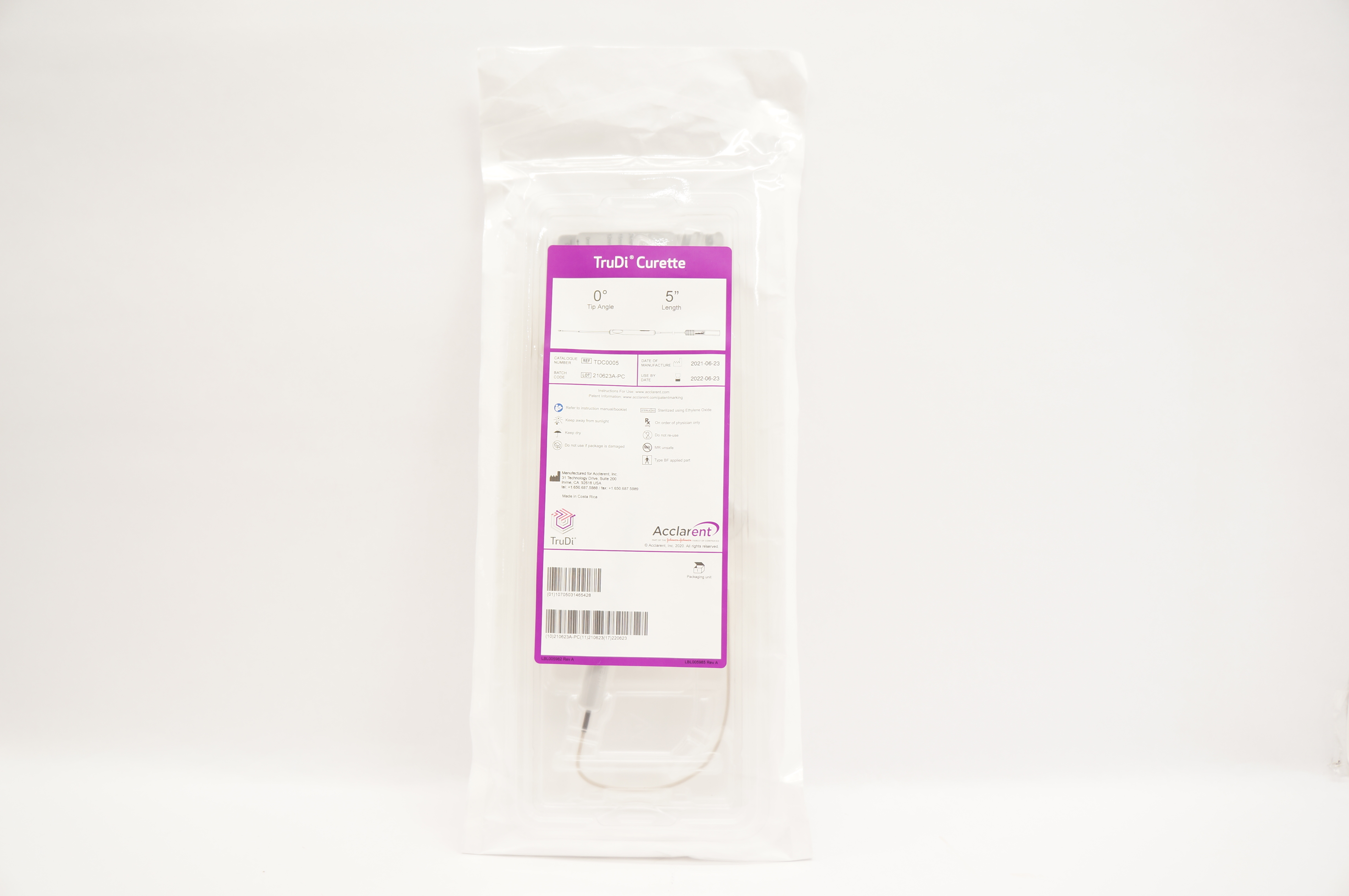 Acclarent TDC0005 TruDi Curette Tip Angle 0° , Length 5In (x)