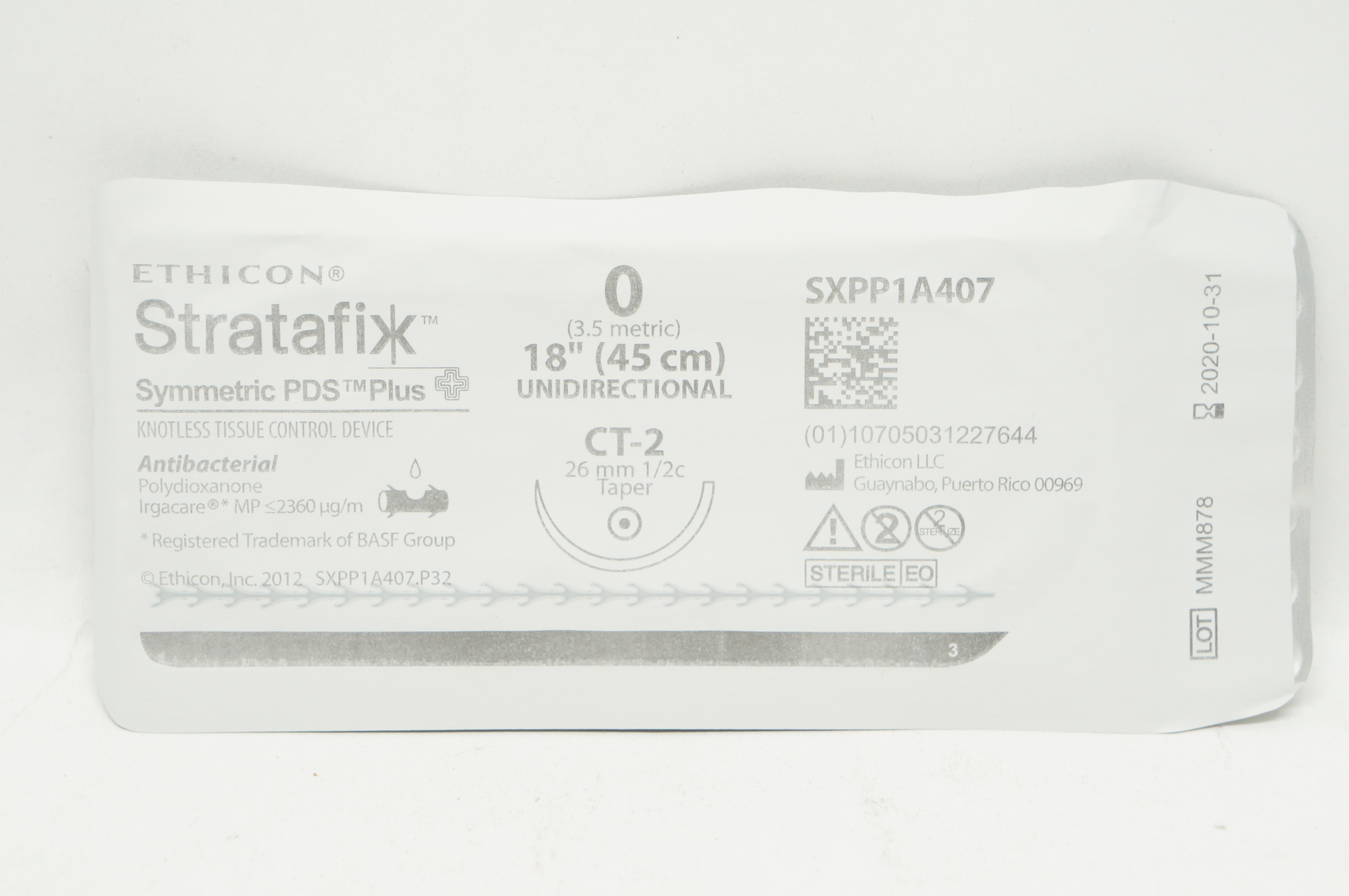 Ethicon SXPP1A407 Stratafix 0 Symmetric PDS Plus Stre CT-2 26mm 1/2c Taper 18in.