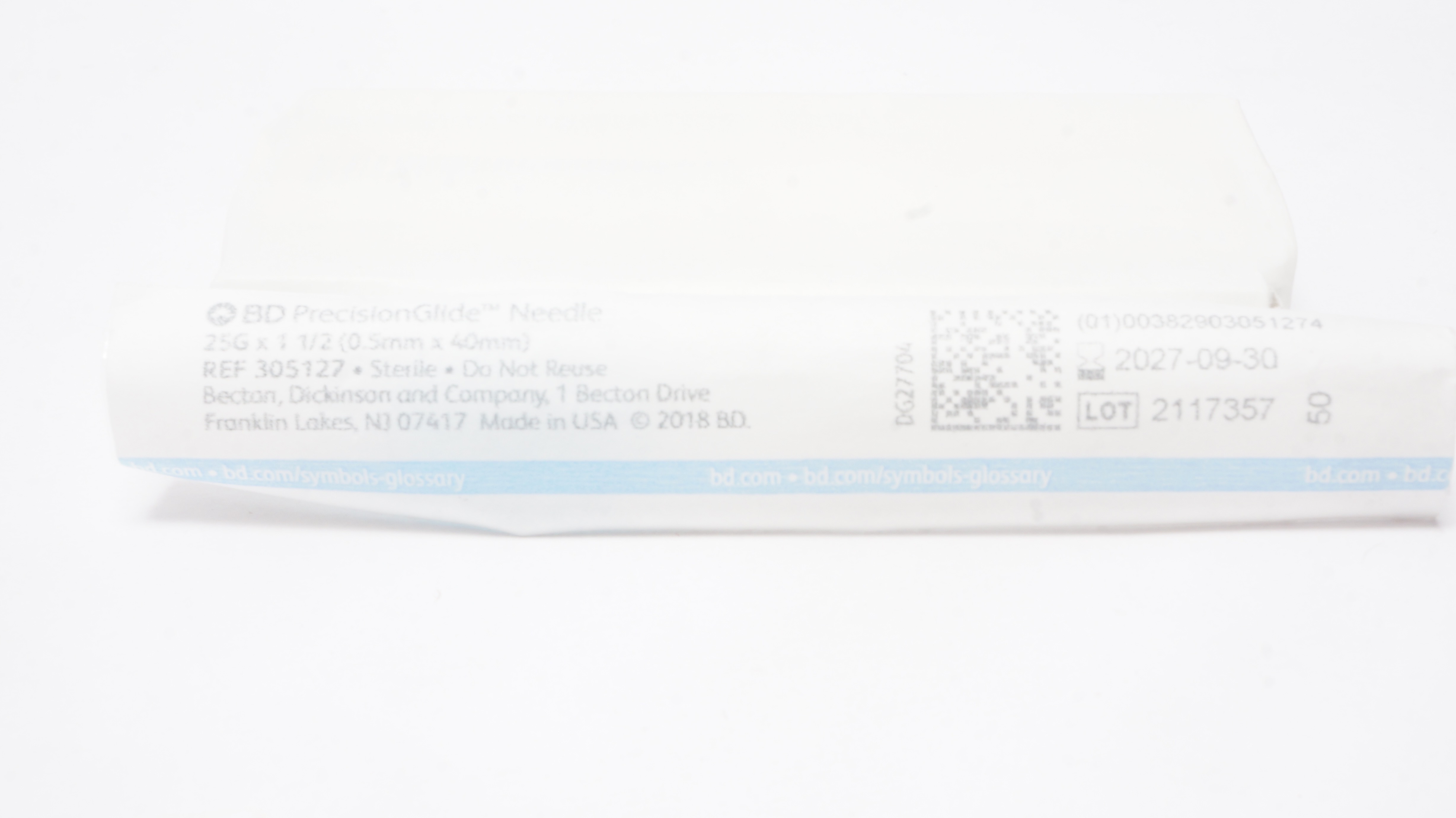 BD 305127 PrecisionGlide Ndle 25G x 1-1/2inch