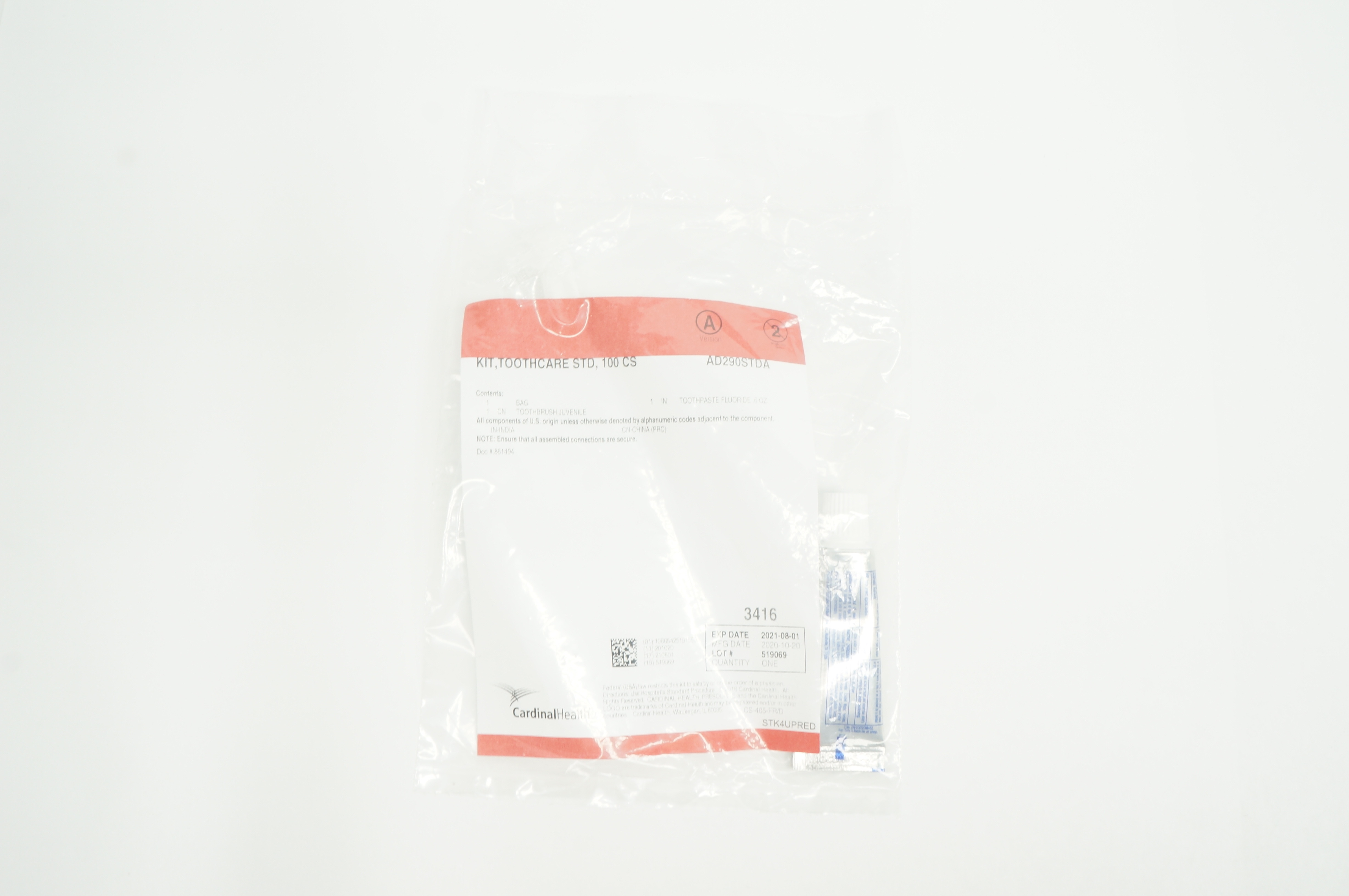 Cardinal Health AD290STDA Kit Toothcare Std