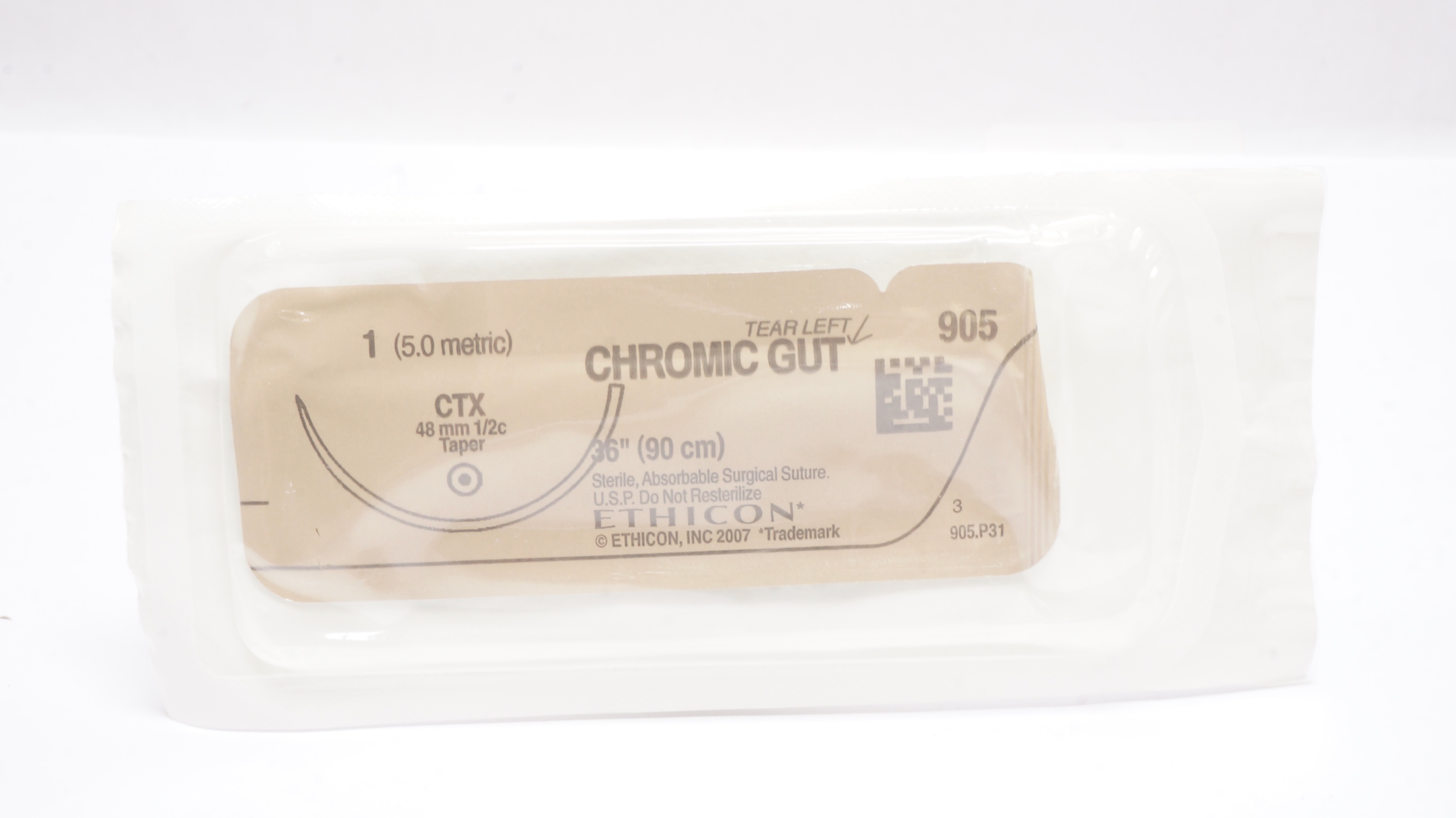 Ethicon 905 1 Chromic Gut CTX 48mm 1/2c Taper, 36inch (x)