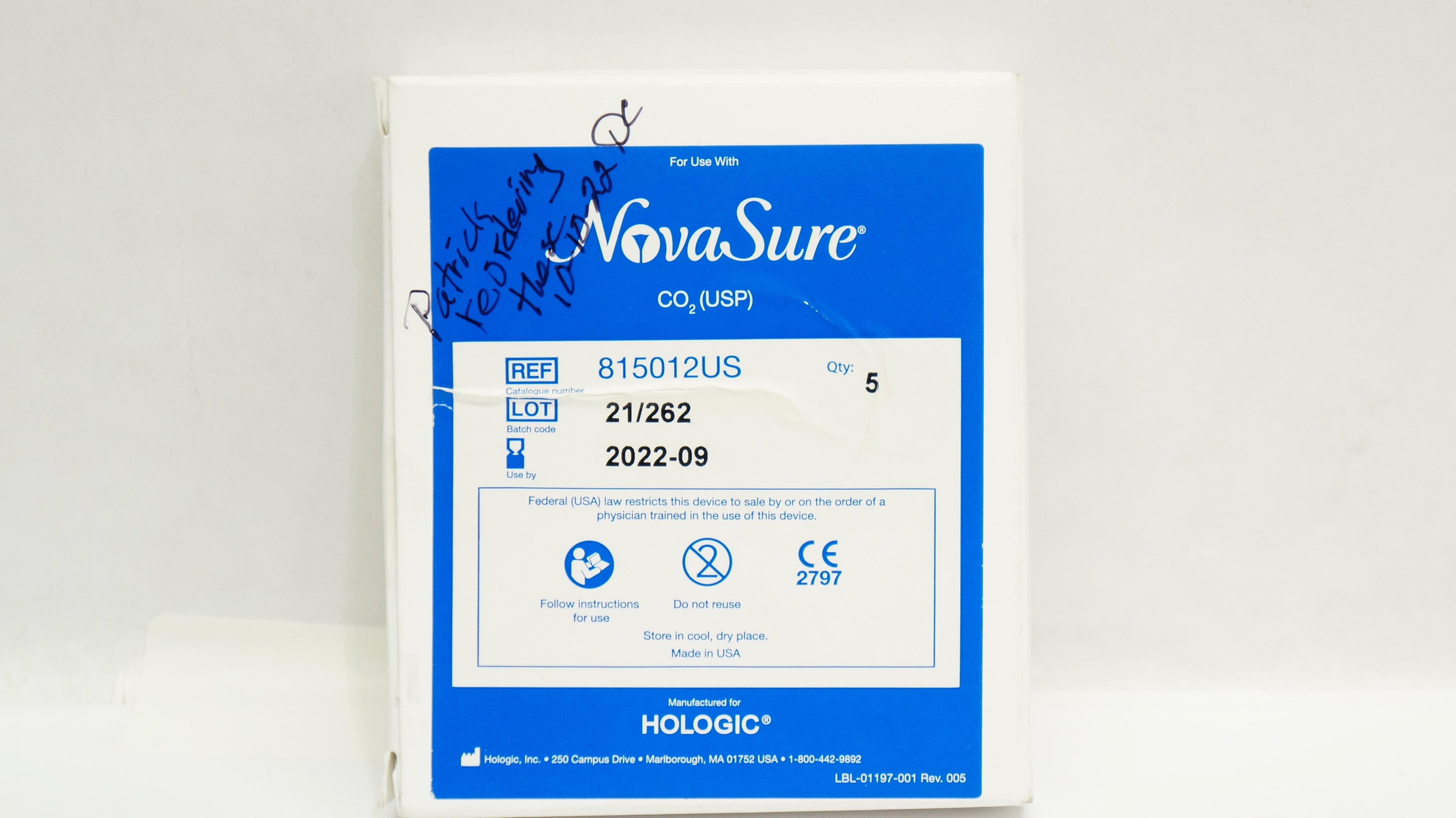 Hologic 815012US Nova Sure CO2 (USP) (x) - Box of 5
