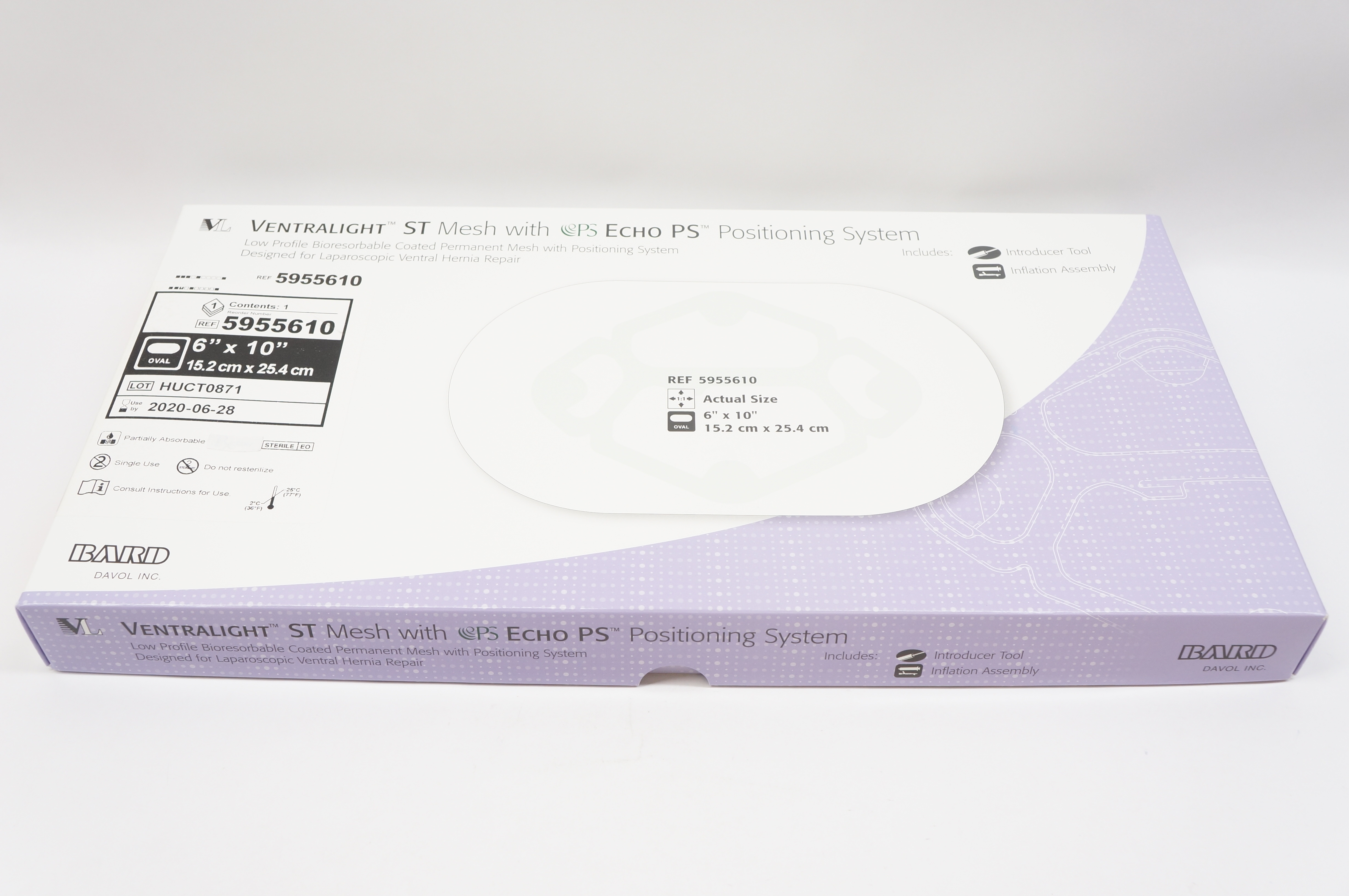 Bard 5955610 Ventralight ST Mesh with PS Echo PS 6inch x 10inch (x)