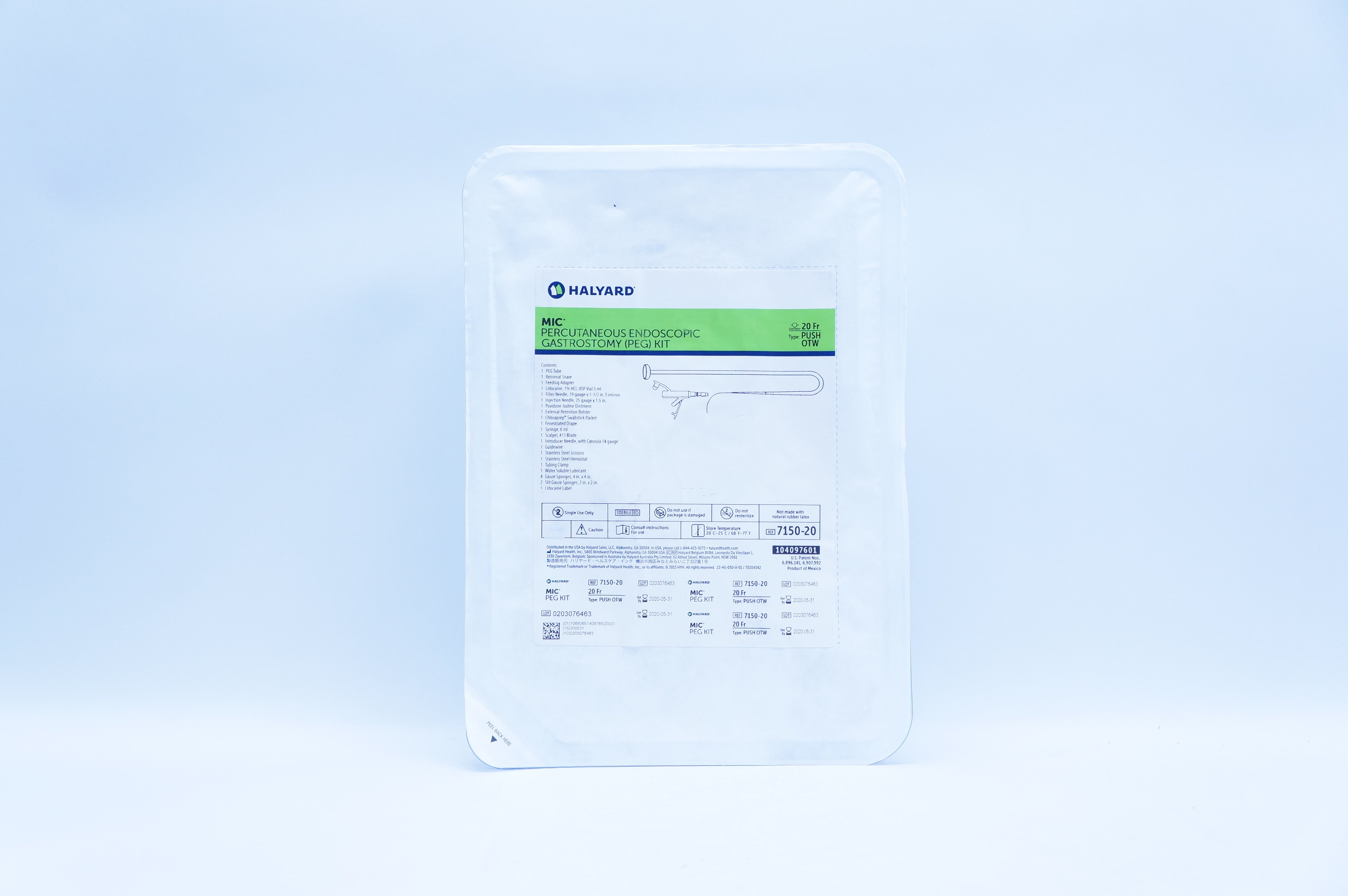 Halyard 7150-20 MIC Percutaneous Endoscopic Gastrostomy Kit D 20Fr. (x)