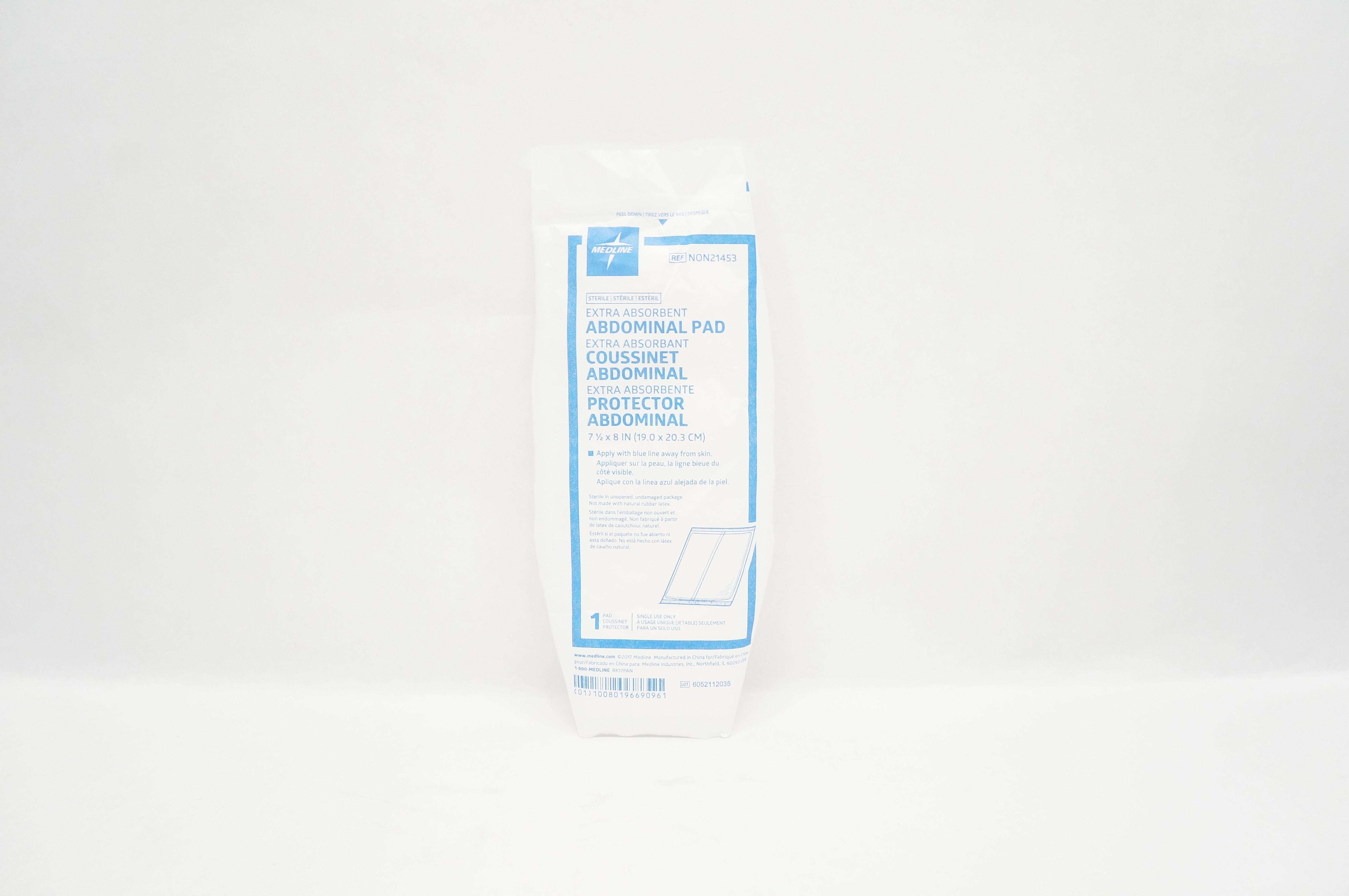 Medline NON21453 Extra Absorbent Abdominal Pad 7-1/2inch x 8inch
