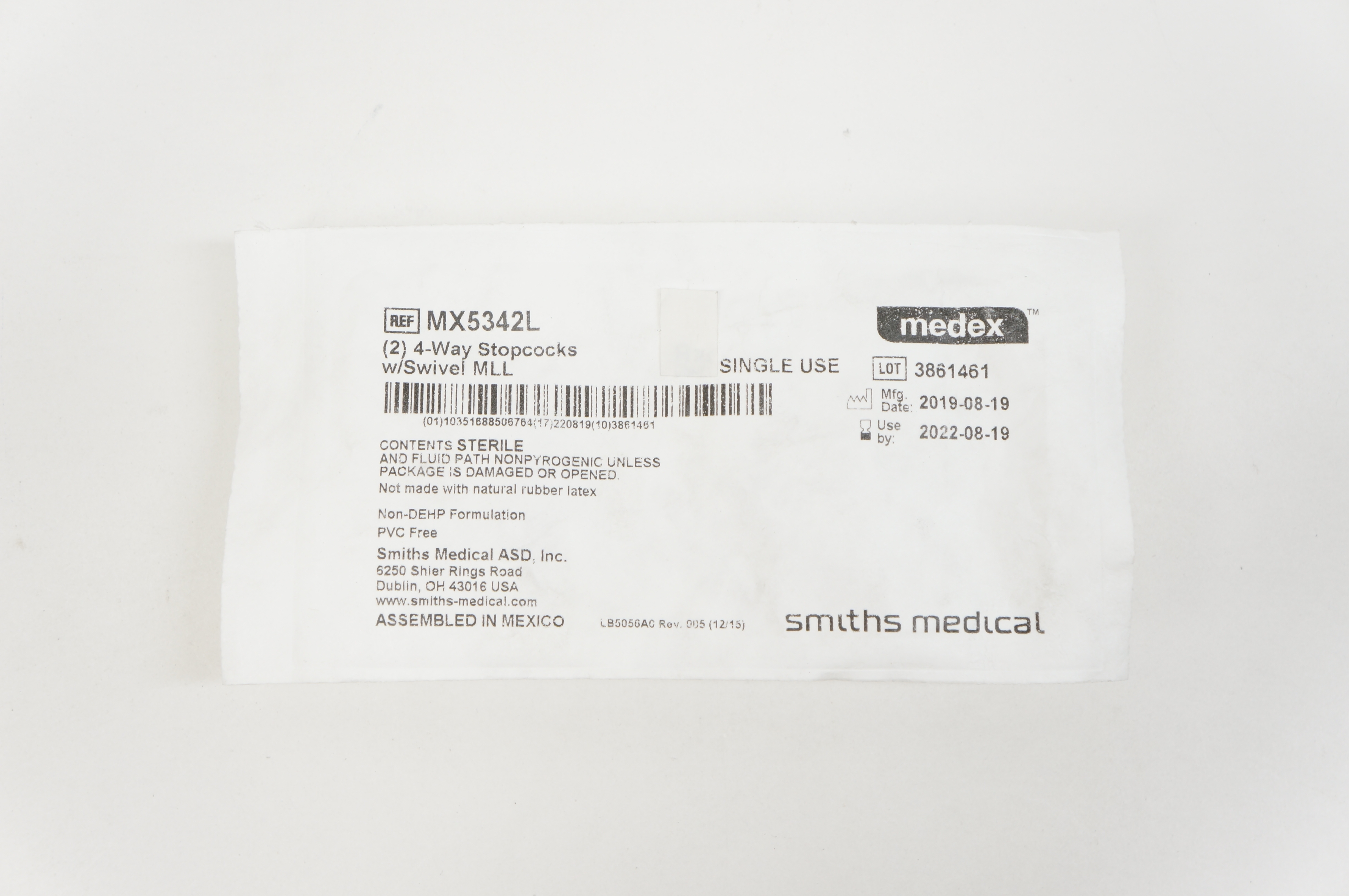 Smiths Medical MX5342L 4-Way Stopcocks with Swivel MLL