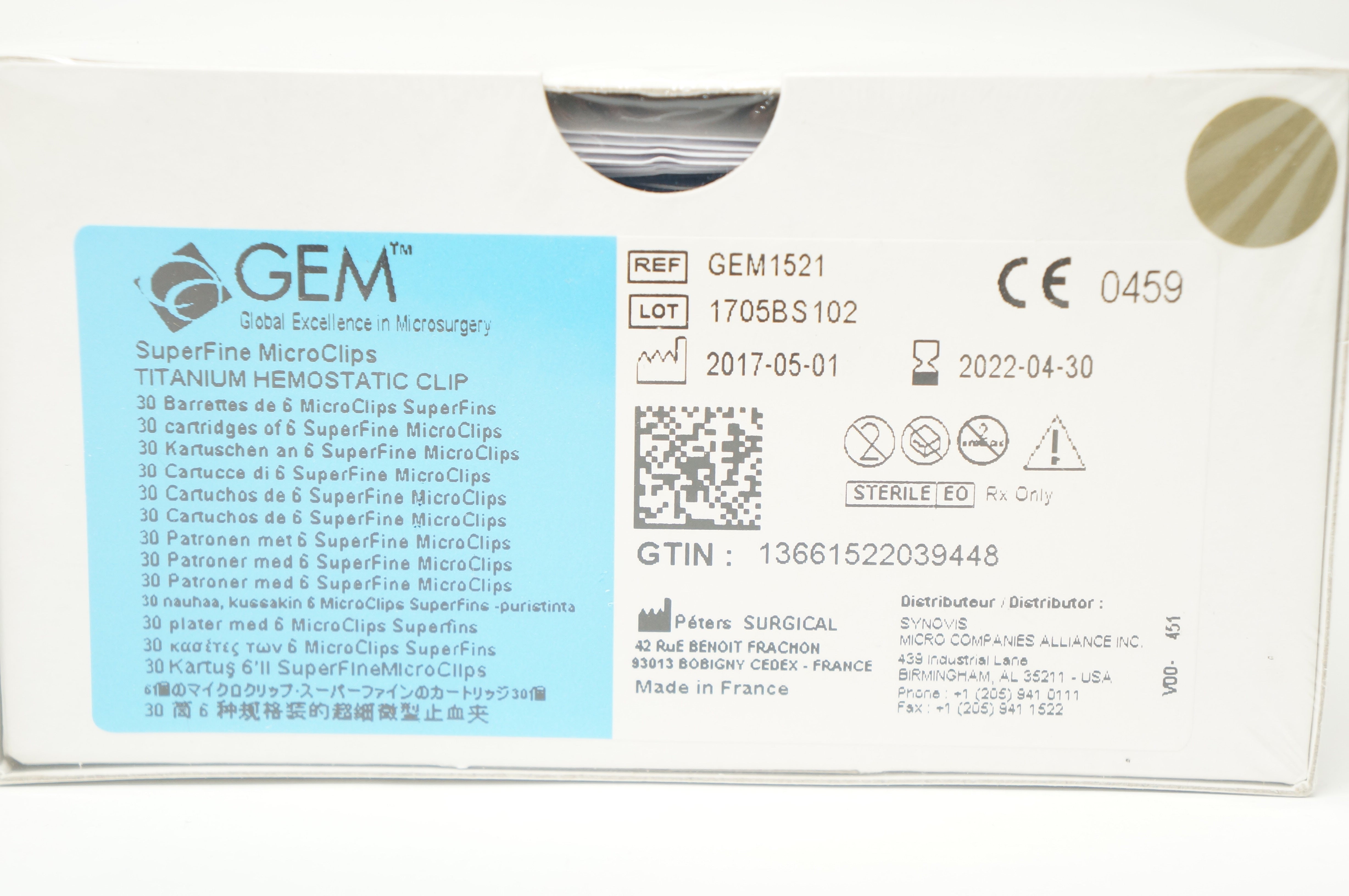 Vitalitec GEM1521 GEM Titanium Hemostatic SuperFine MicroClips
