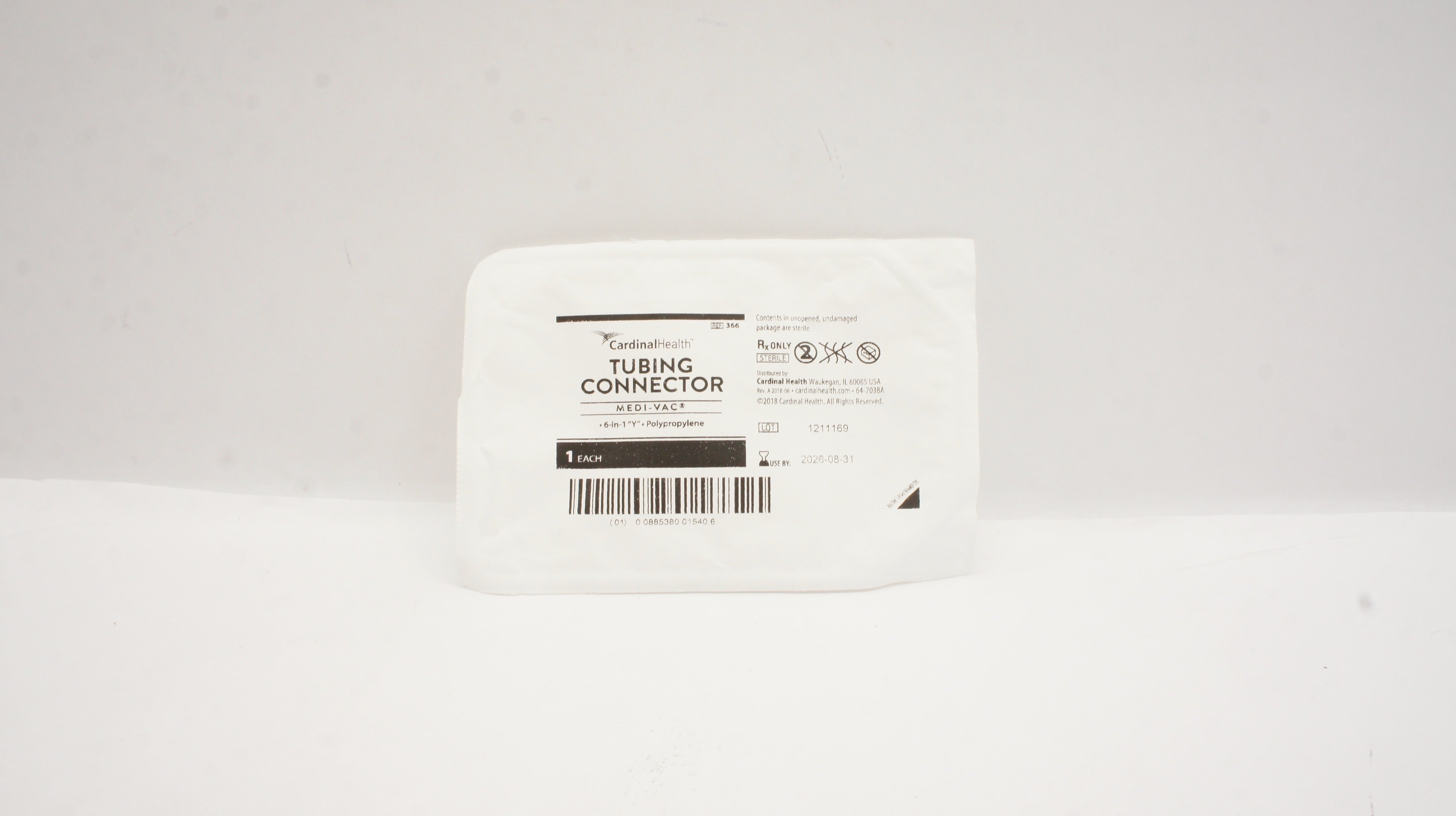 Cardinal Health 366 Medi-Vac Tubing Connector 6-in-1 "Y" Polypropylene
