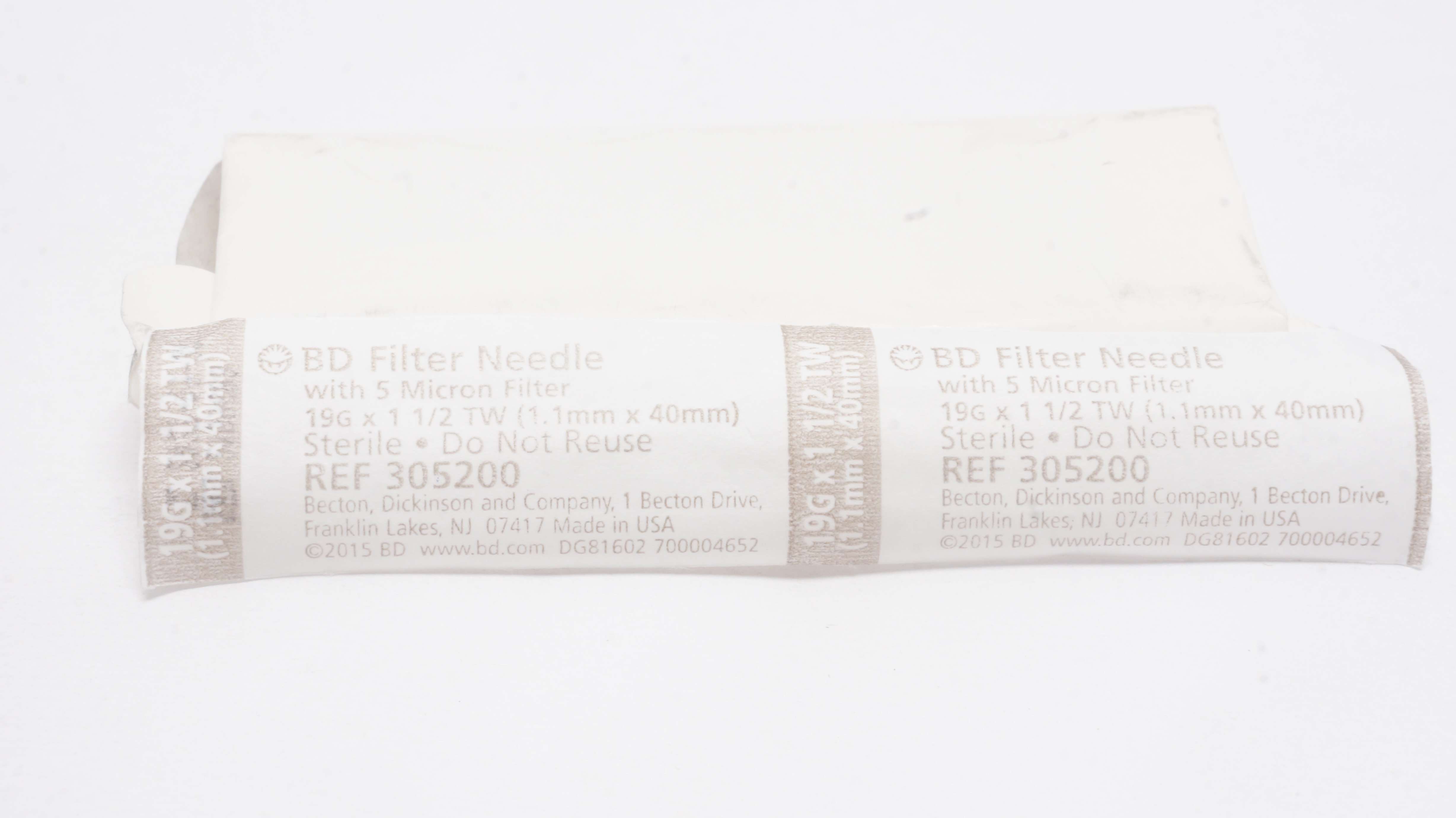 BD 305200 Filter Ndle W/5 Micron Filter 19G x 1-1/2TW