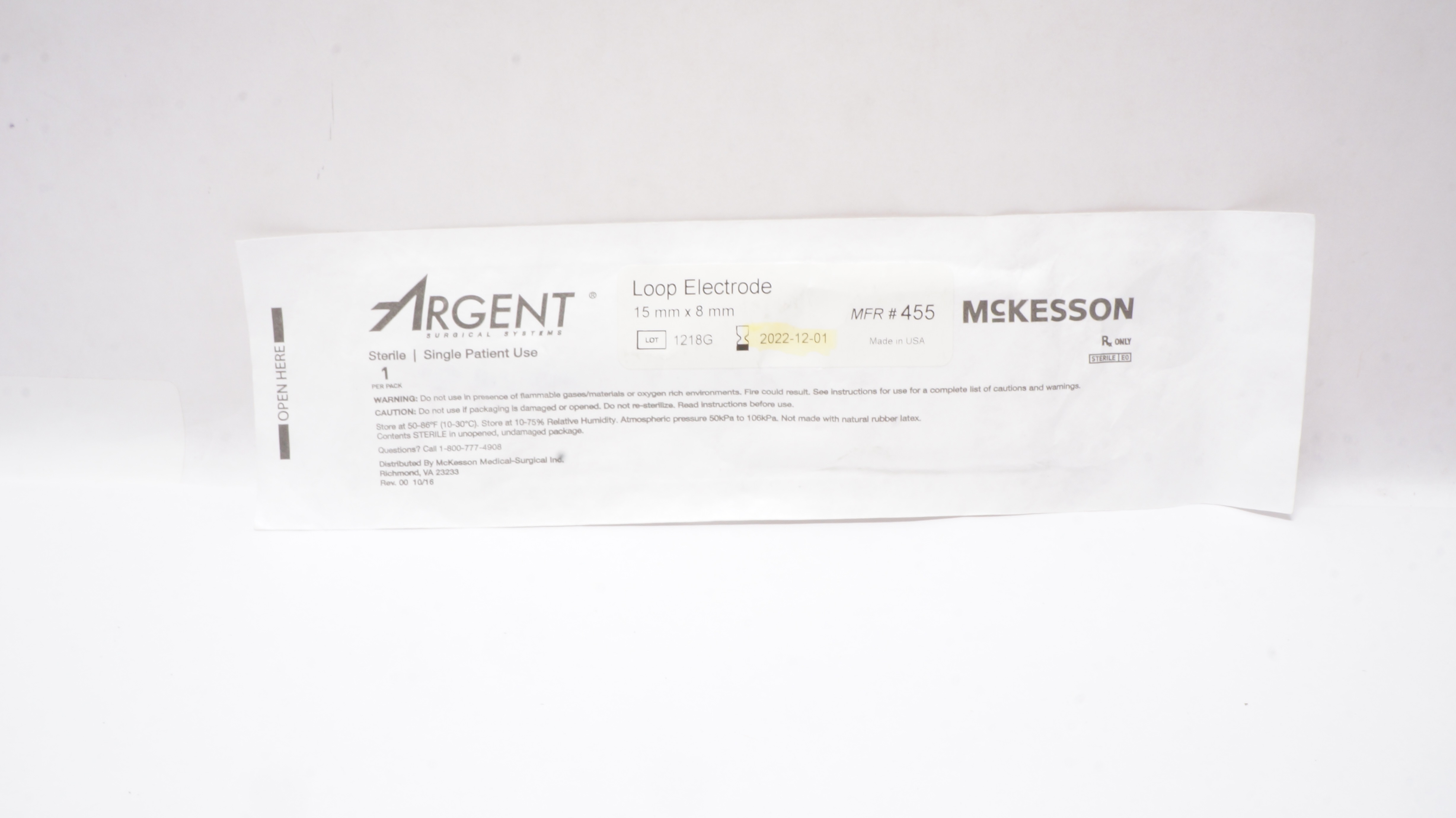McKesson 455 ArGent Loop Electrode, Sterile, 15mm x 8mm (x)