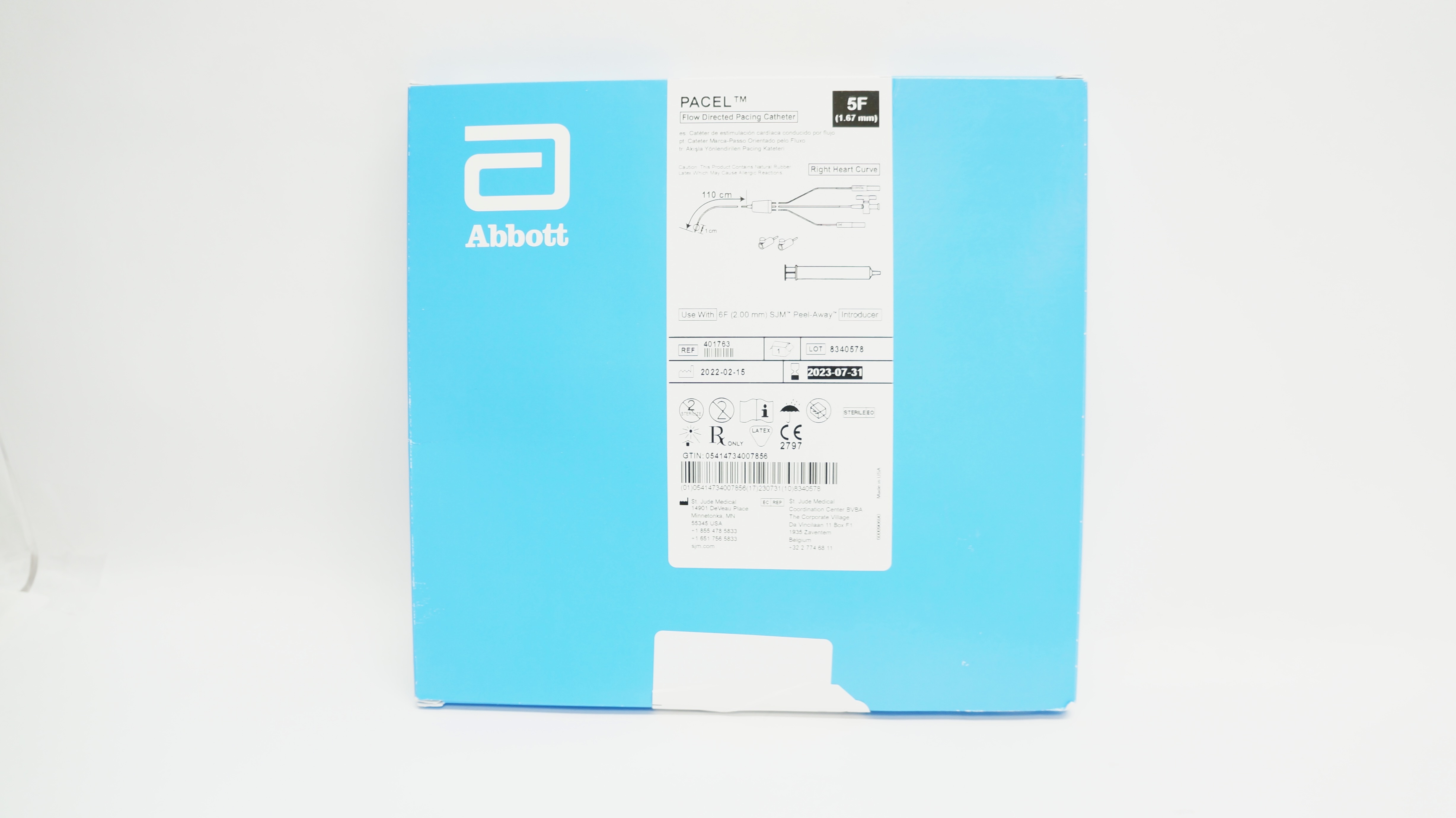 St. Jude Medical 401763 Abbott PACEL Flow Directed Pacing Cath. 5F x 110cm (x)