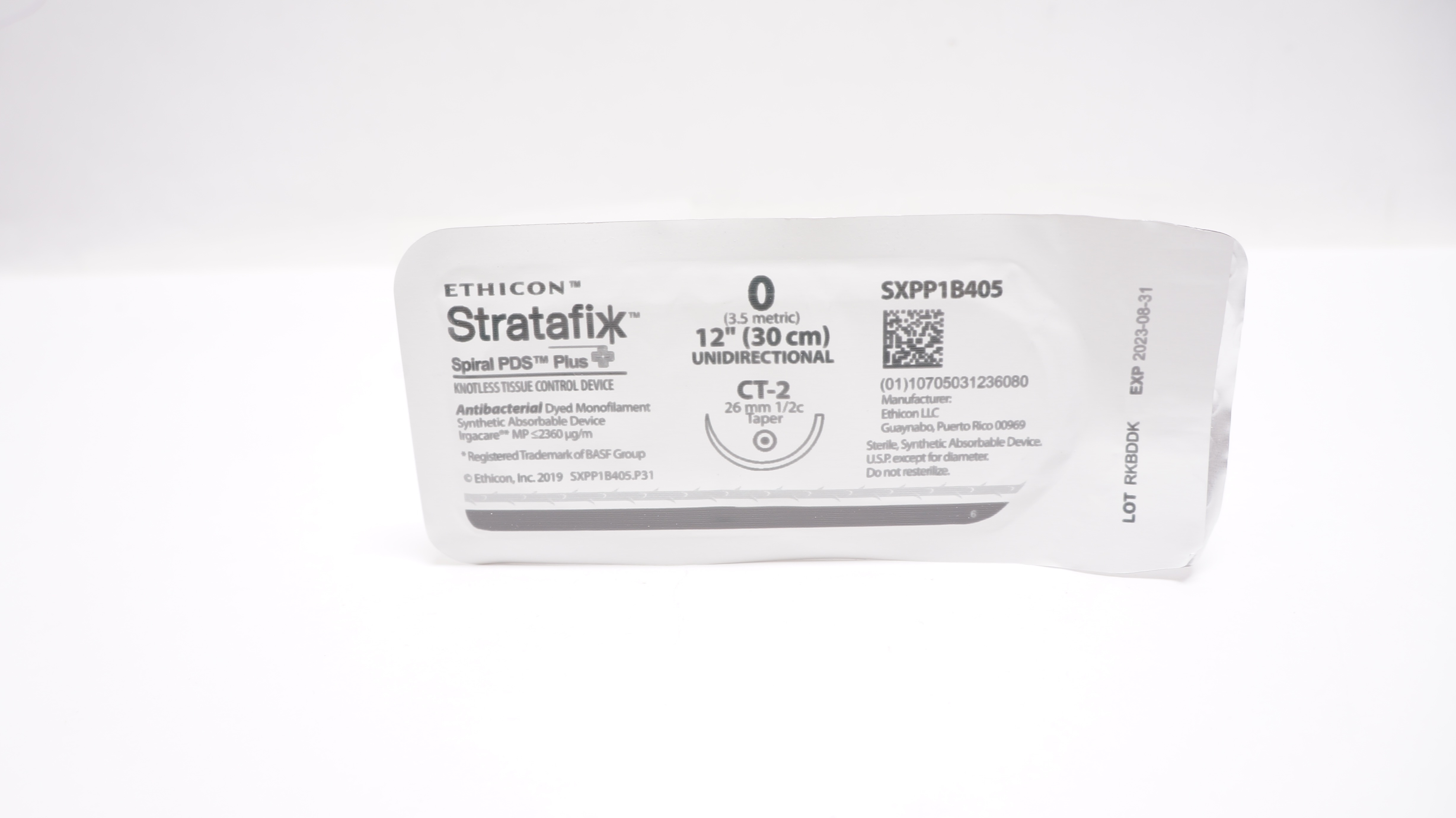 Ethicon SXPP1B405 0 Stratafix Dyed Monofilament CT-2 26mm 1/2c Taper, 12inch (x)