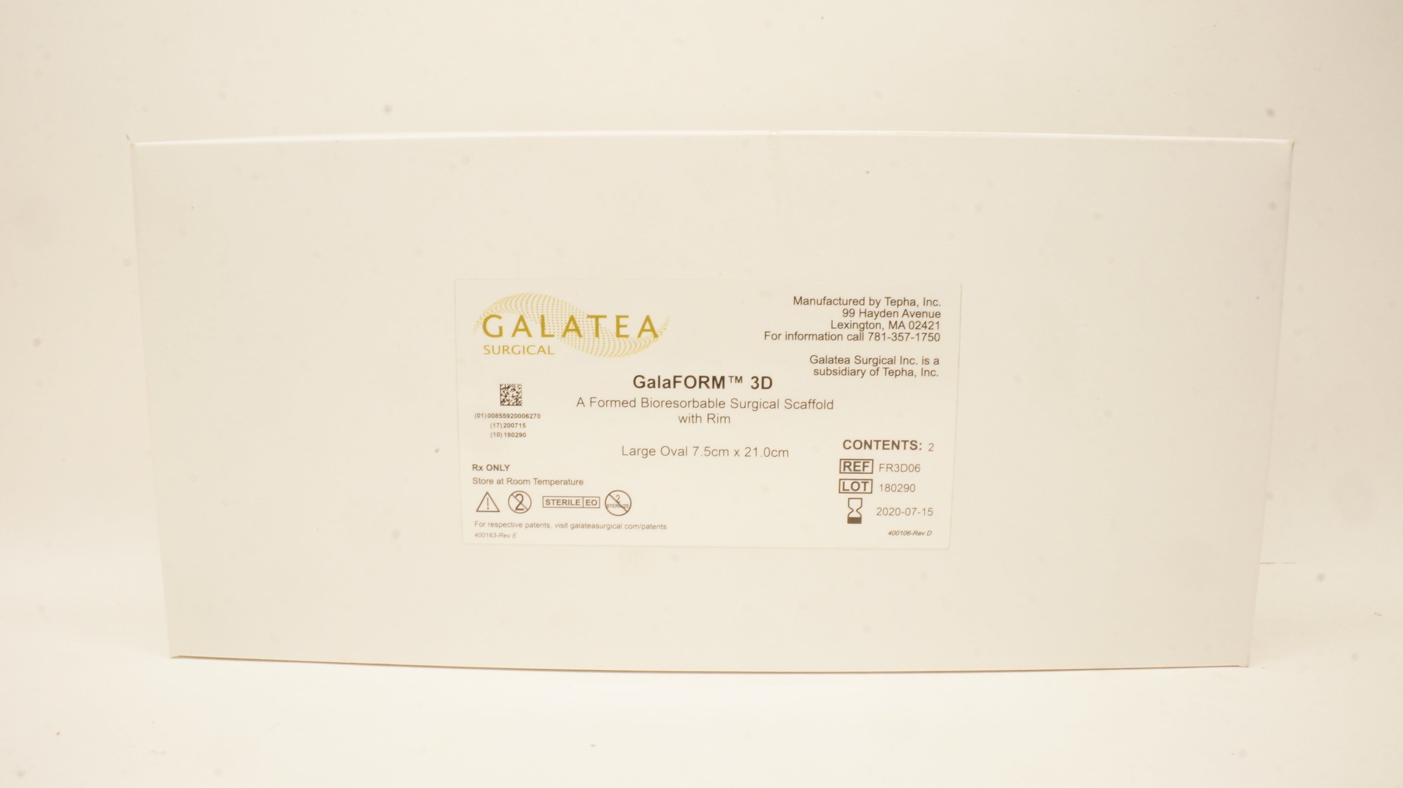 Galatea FR3D06 GalaForm 3D Formed Surgical Scaffold 7.5 x 21.0cm(x) - Pack of 2